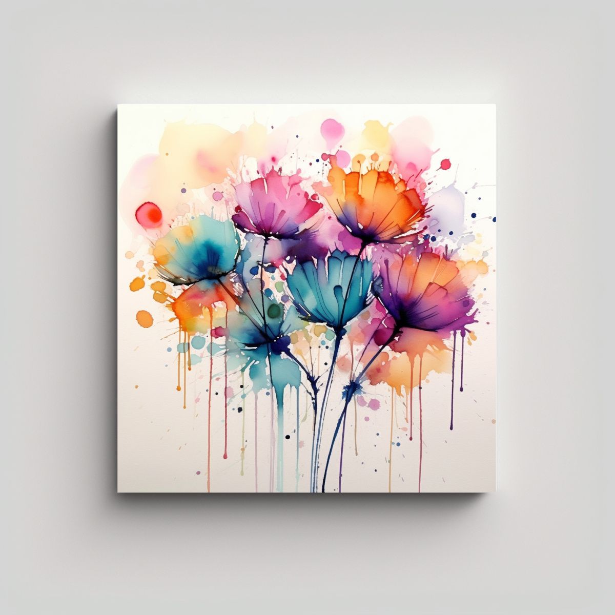 GENERICO - Diseño De Relieve En Arte Abstracto Con Flores 80x80 Cm