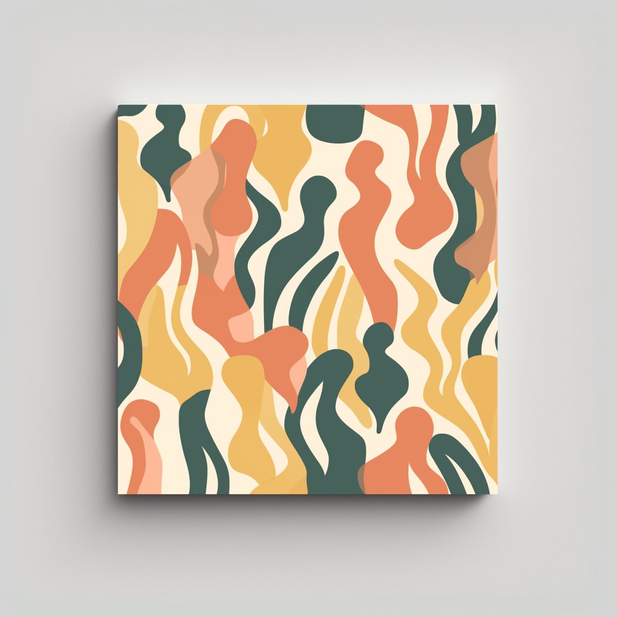 GENERICO - Lienzo De Tela Moderno Con Siluetas Orgánicas En 80x80 Cm