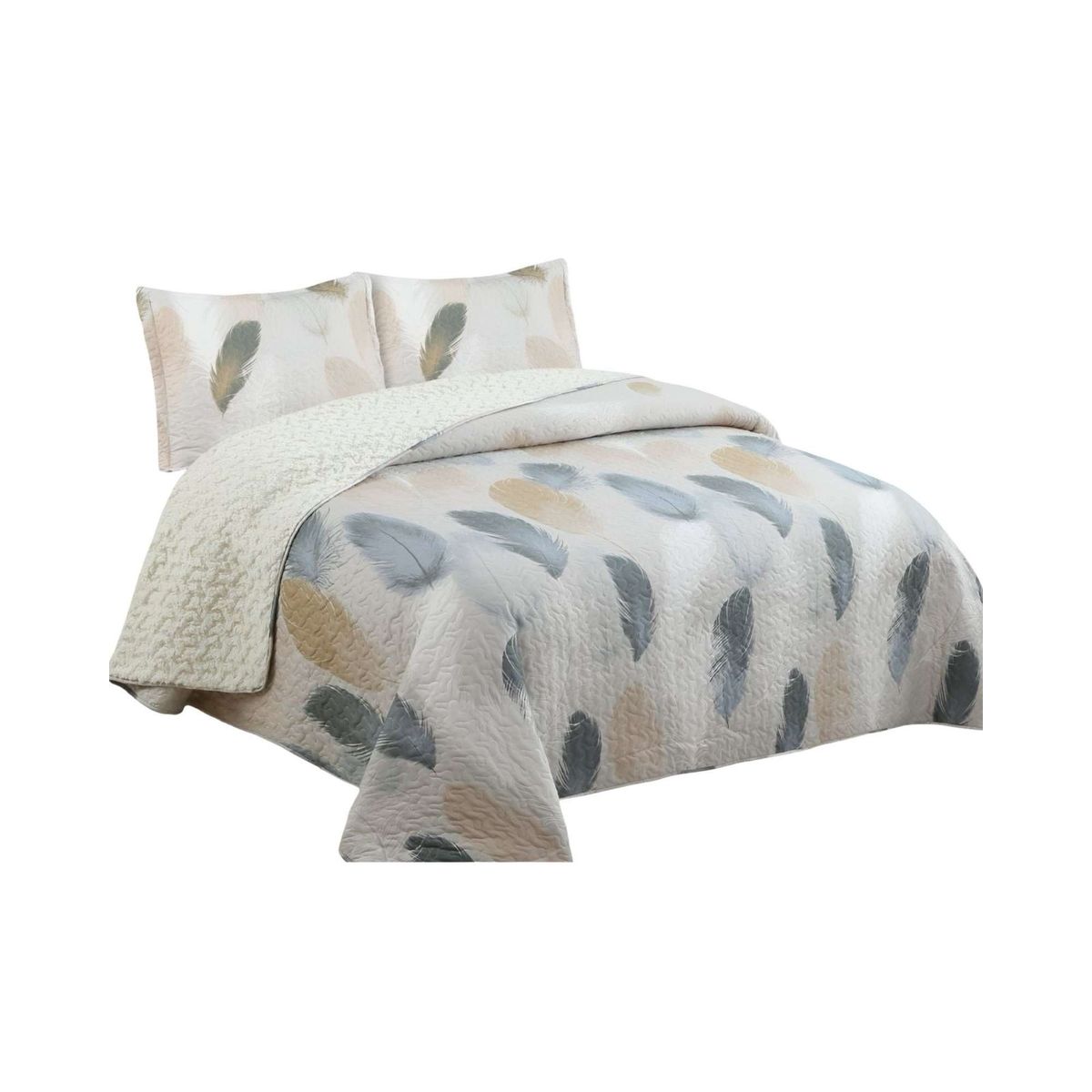 GENERICO - Cubrecama Quilt con sherpa 2 plaza 230 cm x 250 cm