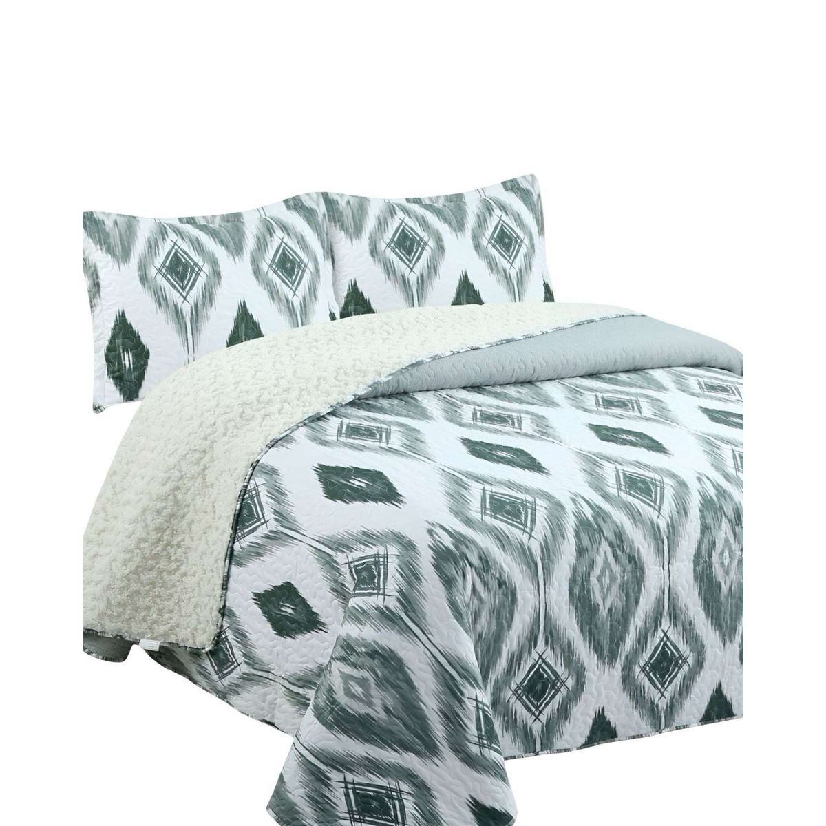 GENERICO - Cubrecama Quilt con sherpa king 250 x 270 cm