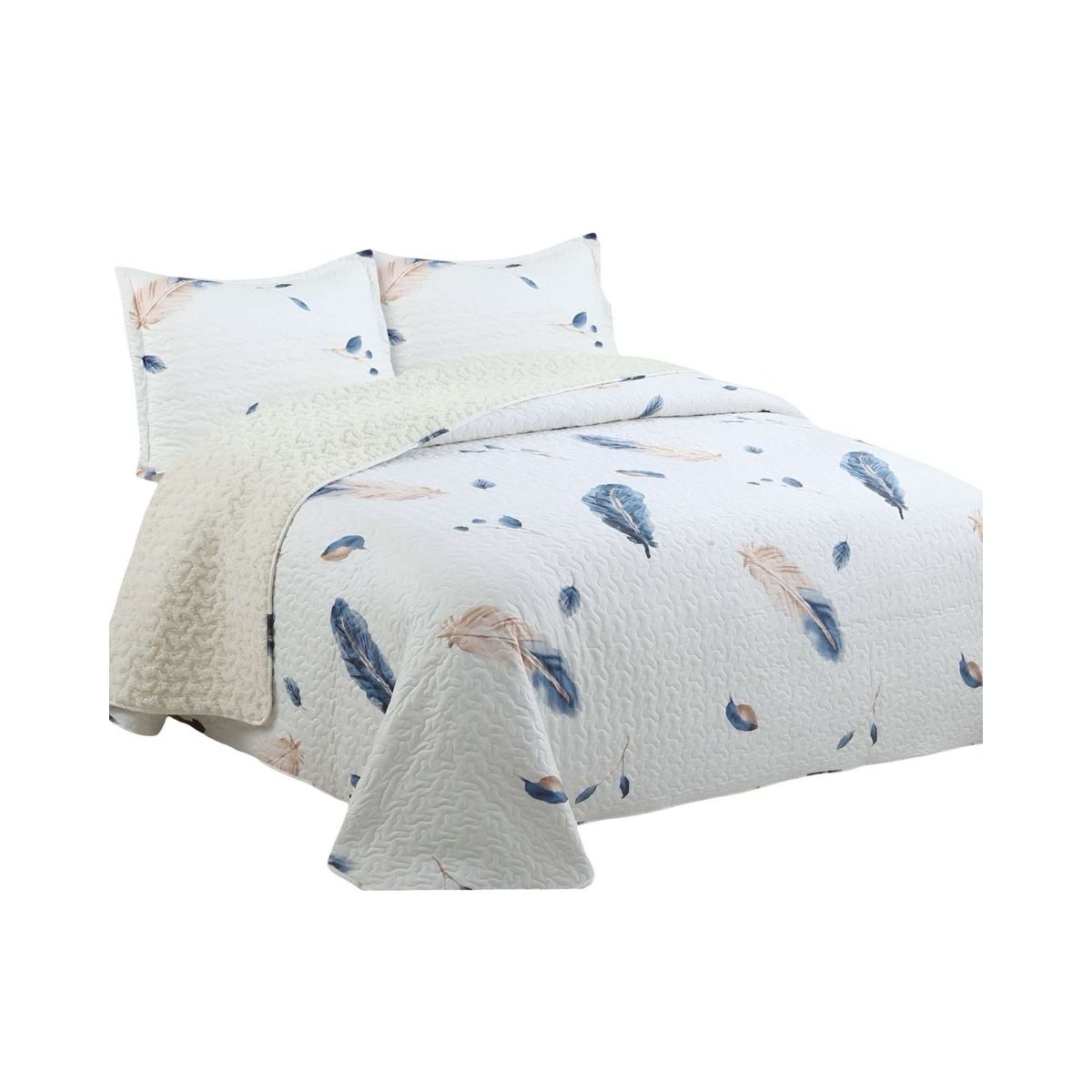 GENERICO - Cobertor Quilt con sherpa plaza y media 180 x 230 cm