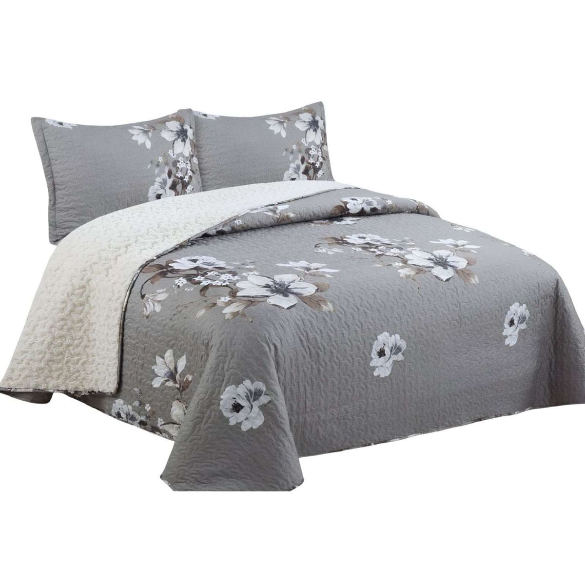 GENERICO - Cobertor Quilt con sherpa 2 plaza 230 cm x 250 cm