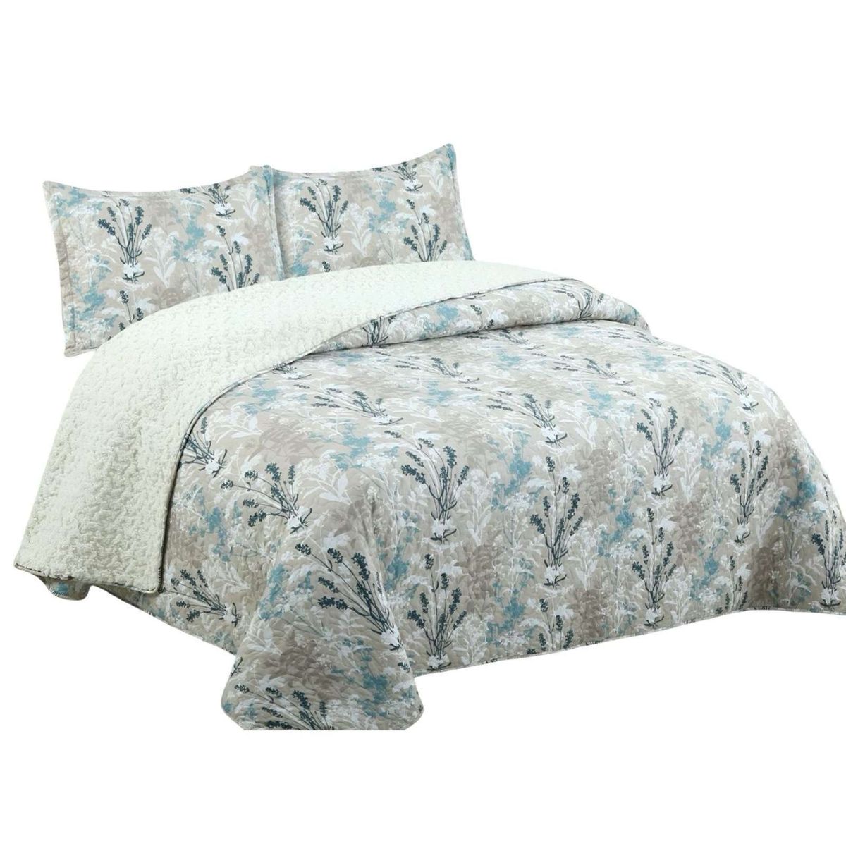 GENERICO - Cobertor Quilt con sherpa 2 plaza 230 cm x 250 cm