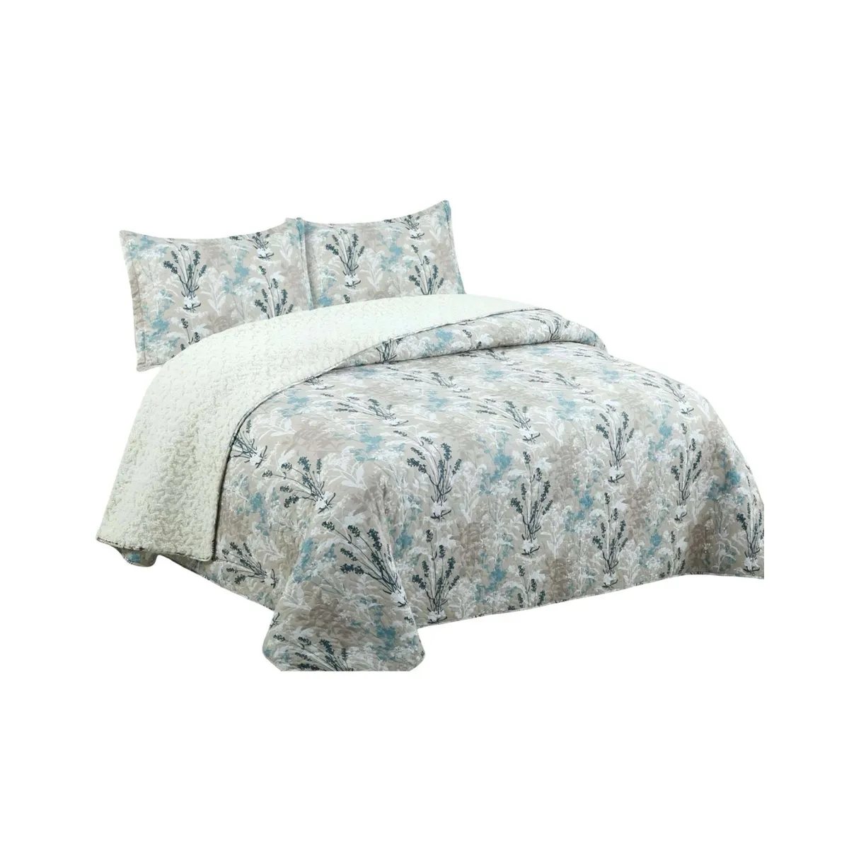 GENERICO - Cobertor Quilt con sherpa 2 plaza 230 cm x 250 cm