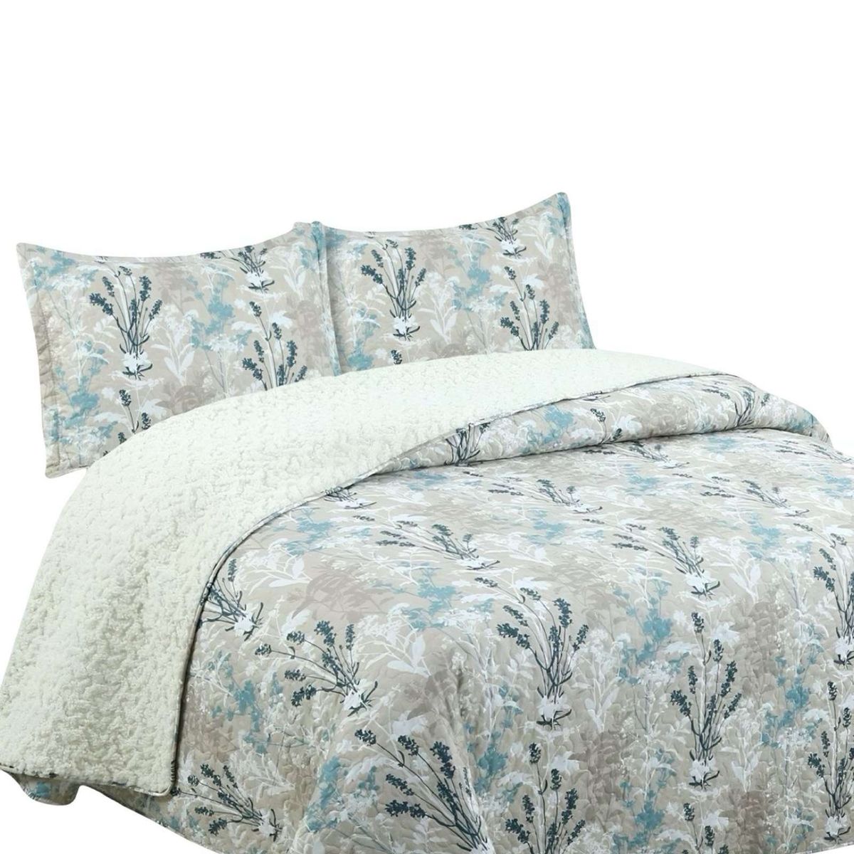 GENERICO - Cobertor Quilt con sherpa 2 plaza 230 cm x 250 cm