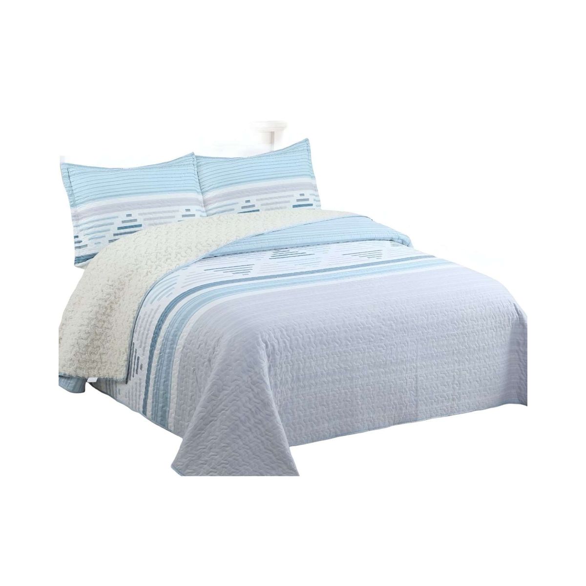 GENERICO - Cobertor Quilt con sherpa 2 plaza 230 cm x 250 cm