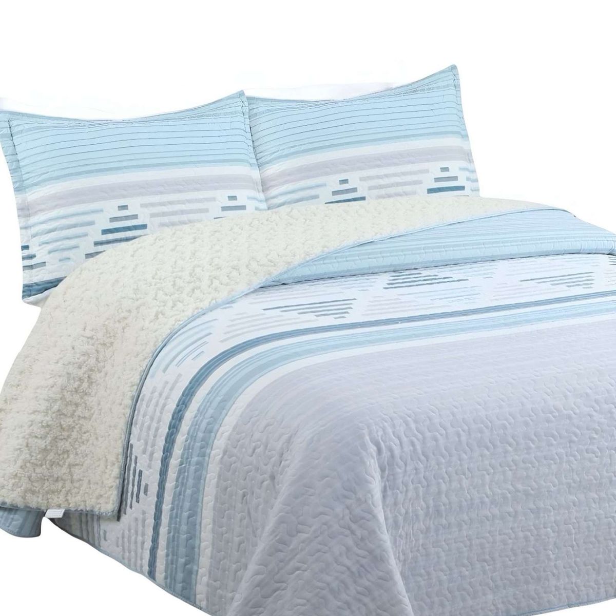 GENERICO - Cobertor Quilt con sherpa 2 plaza 230 cm x 250 cm