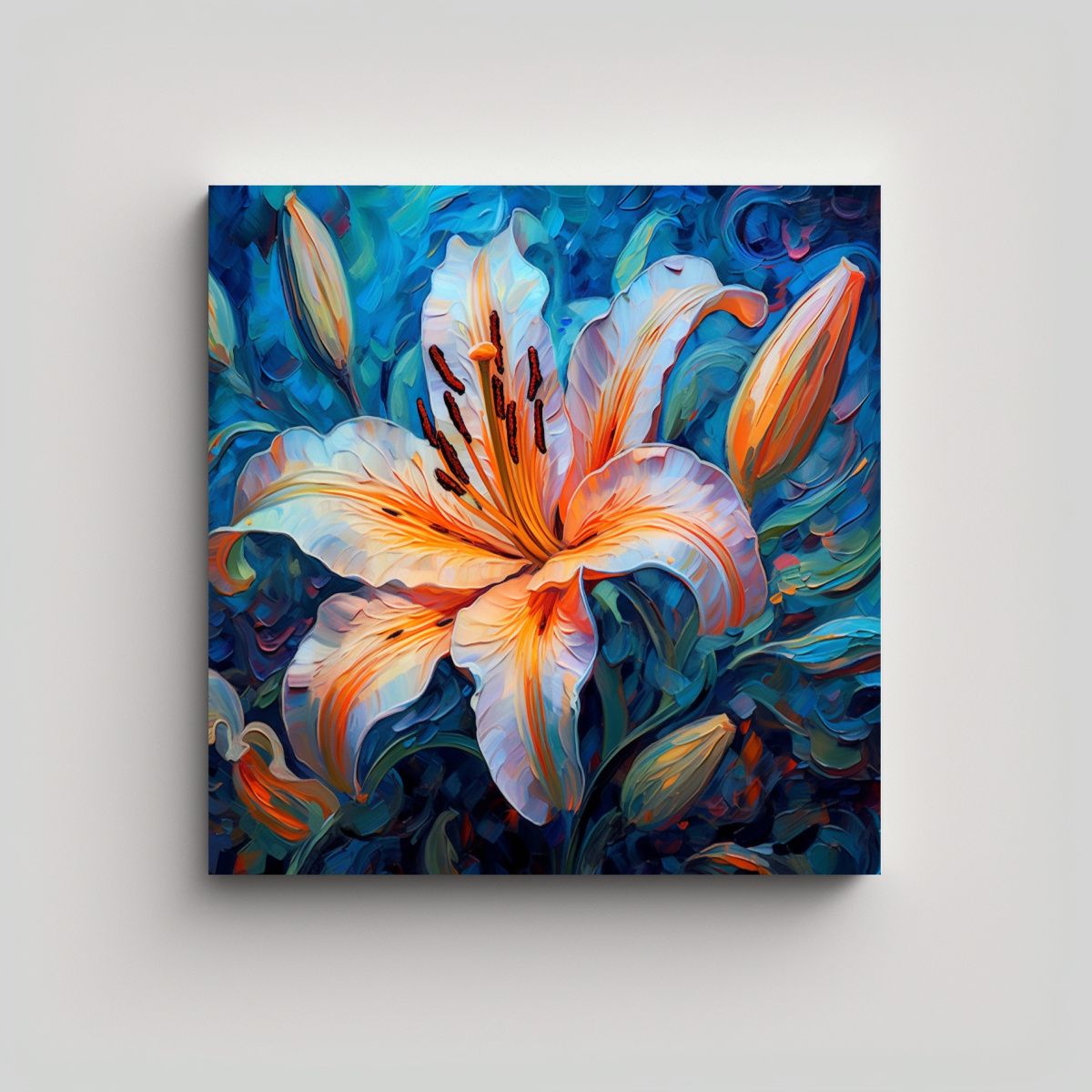 GENERICO - Lienzo De Lirio Colorido Abstracto Lineal Con 90x90 Cm