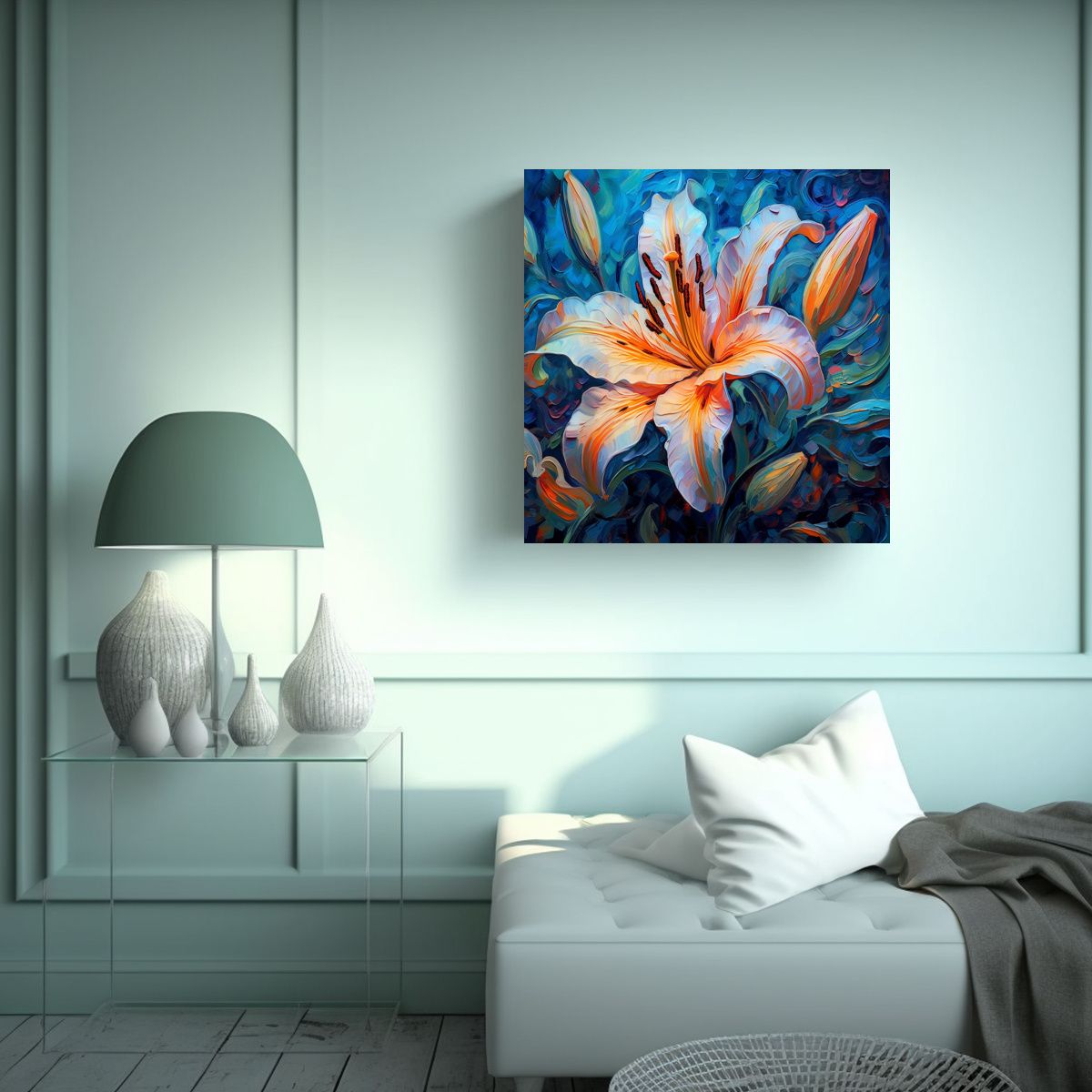 GENERICO - Lienzo De Lirio Colorido Abstracto Lineal Con 90x90 Cm