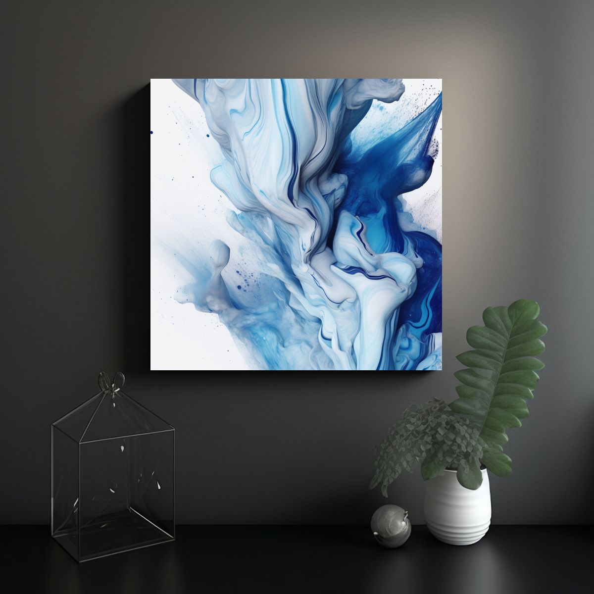 GENERICO - Cuadro Inspiración Invierno Nieve Arte Fluida 8k 70x70 Cm