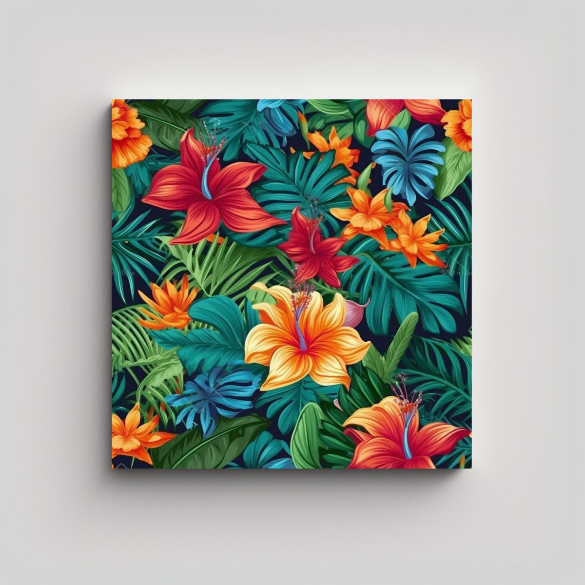 GENERICO - Cuadro Decorativo Tropical Lienzo Alegre De 70x70 Cm