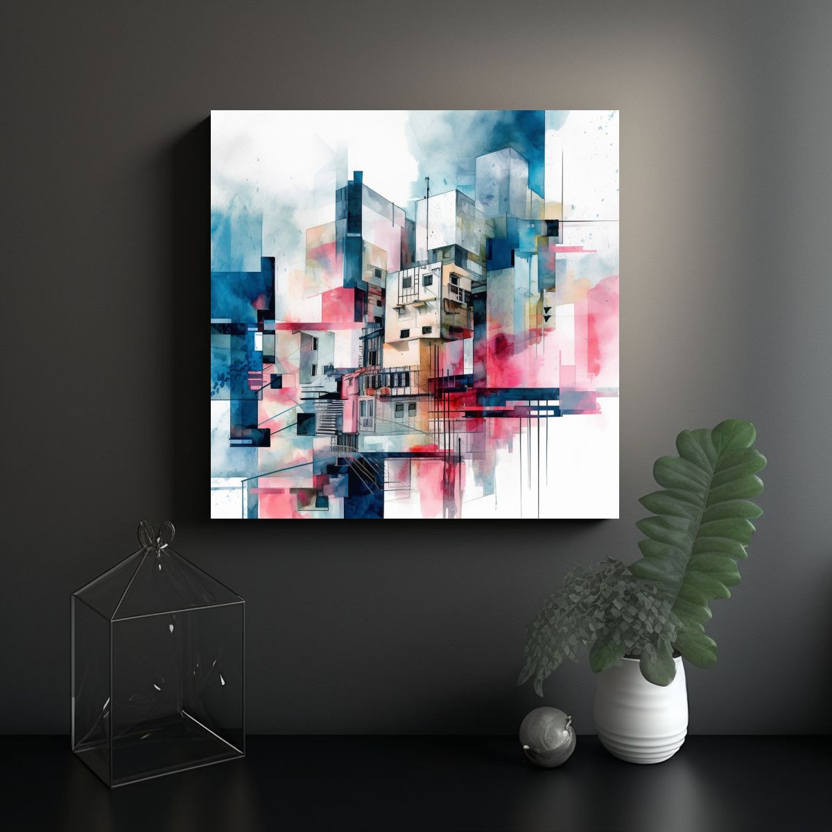 GENERICO - Obra Arte Mixta Expresión Brillante En Cuadro 80x80 Cm
