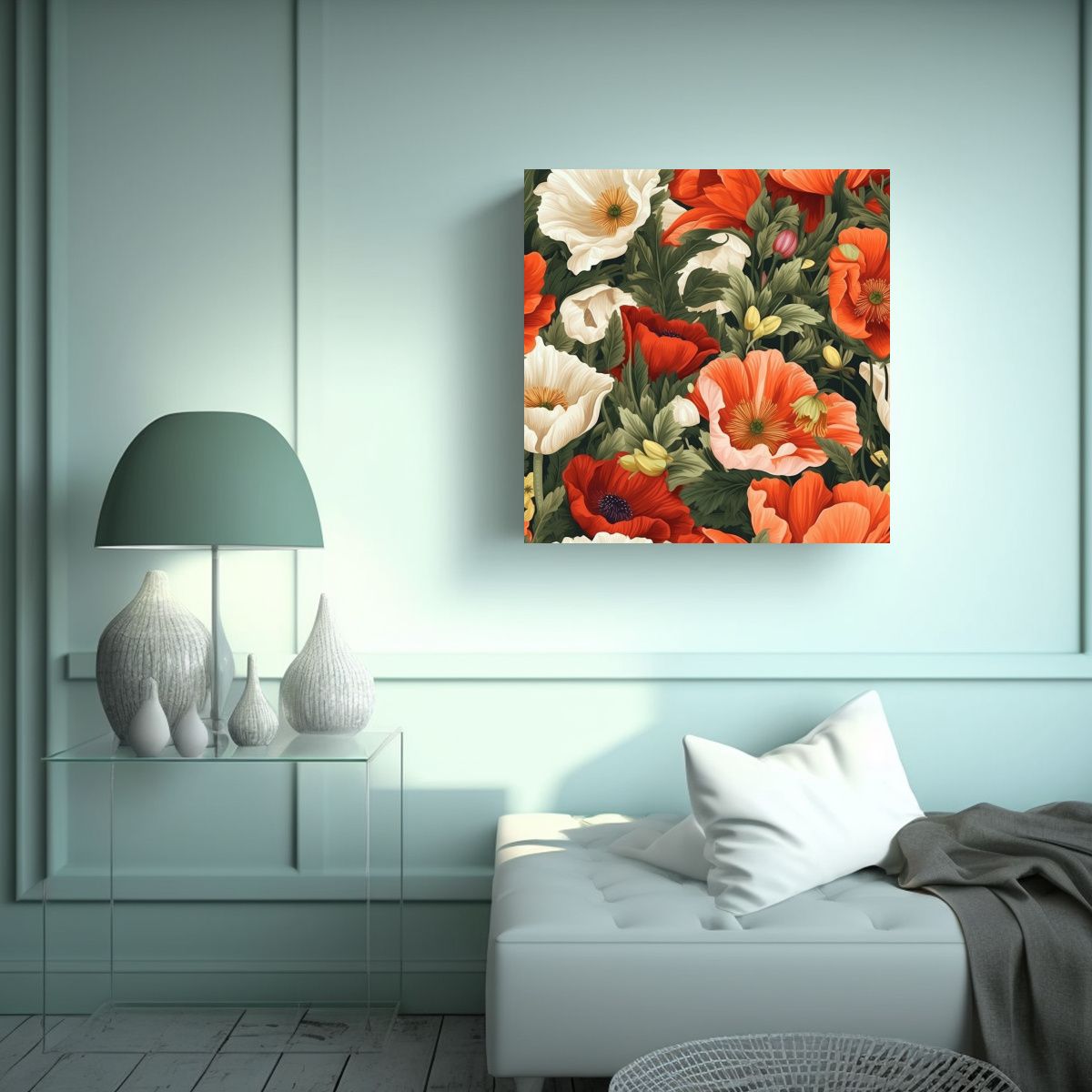 GENERICO - Patrón Botánico Theunens Majestuoso En Tela En 70x70 Cm