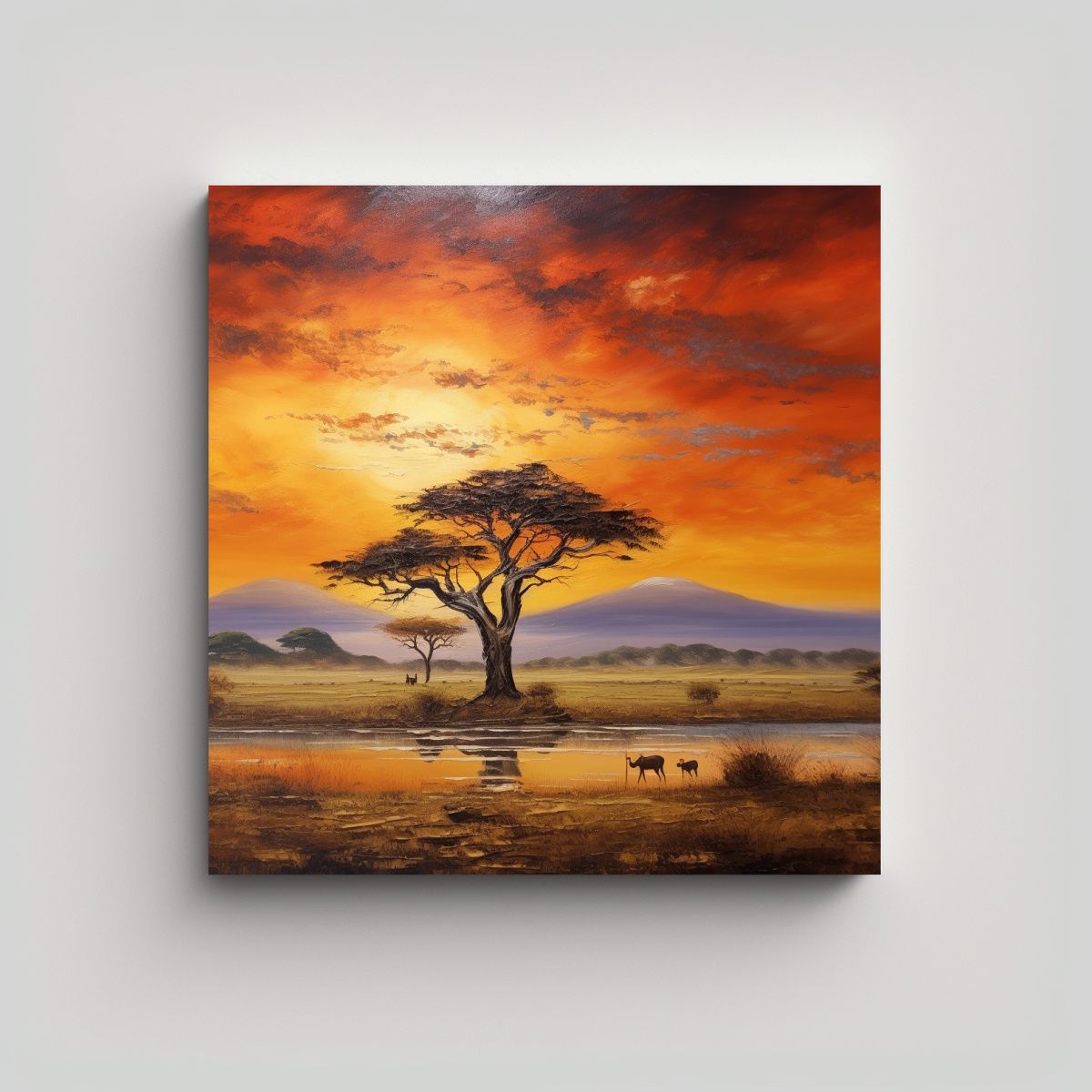 GENERICO - Pintura Al óleo Africana Moderna Paisaje 80x80 Cm