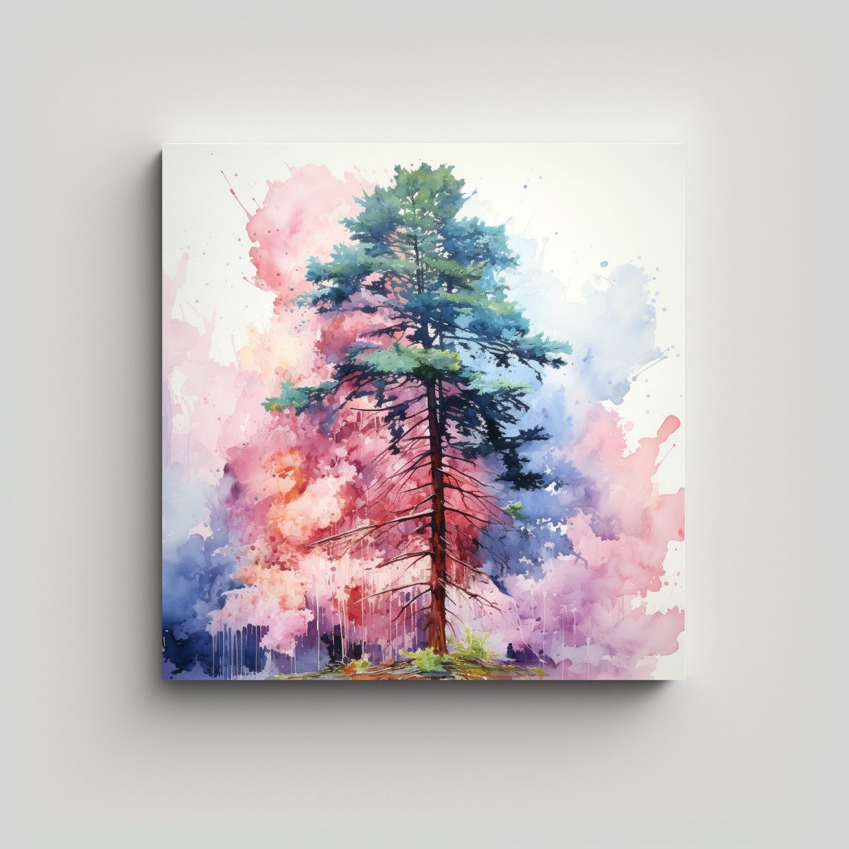 GENERICO - Pintura Abstracta De árbol De Secuoya En Lienzo 70x70 Cm