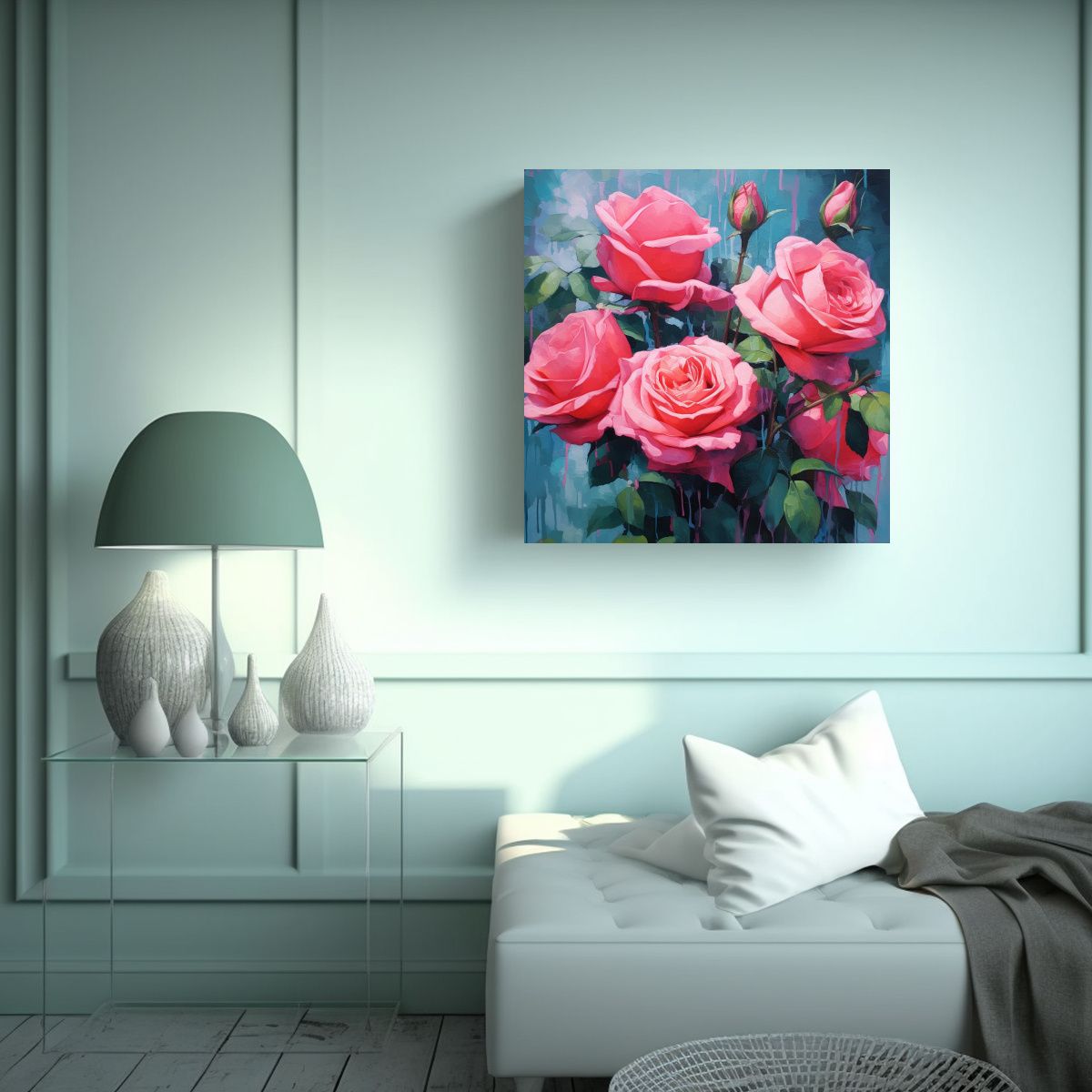 GENERICO - Arte Imagen Mágico Rosas Rosa Vibrante 70x70 Cm