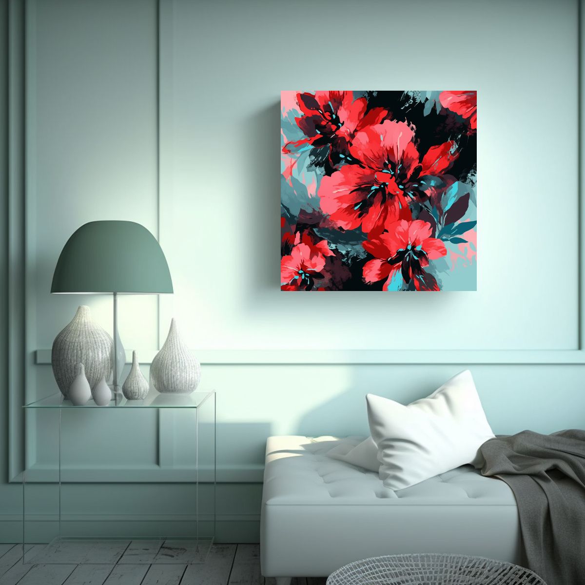 GENERICO - Cuadro Urbano De Alta Calidad En Colores Rojo Y 80x80 Cm