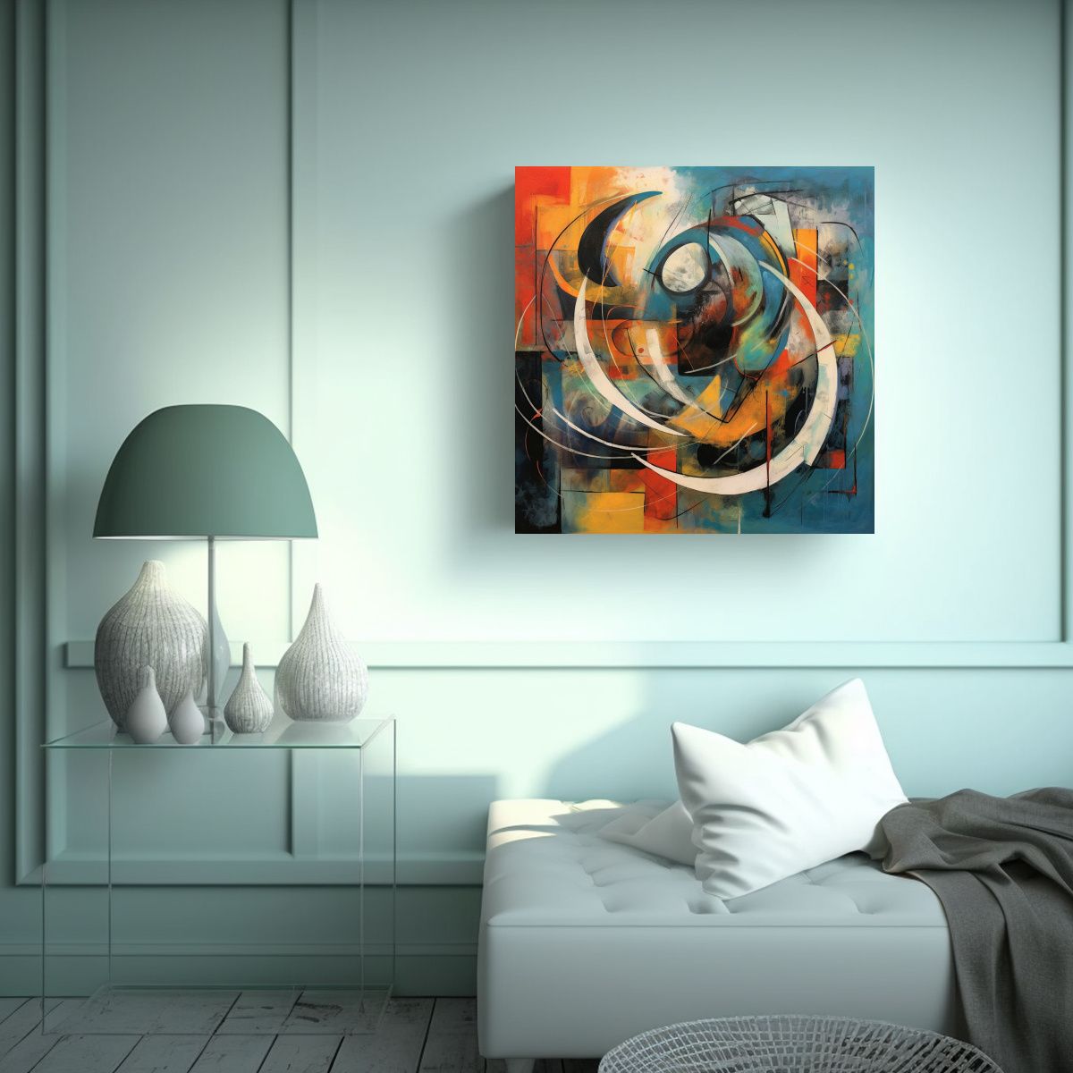 GENERICO - Pintura Abstracta Estilo Max Ruebensal En Bastidor 80x80 Cm.