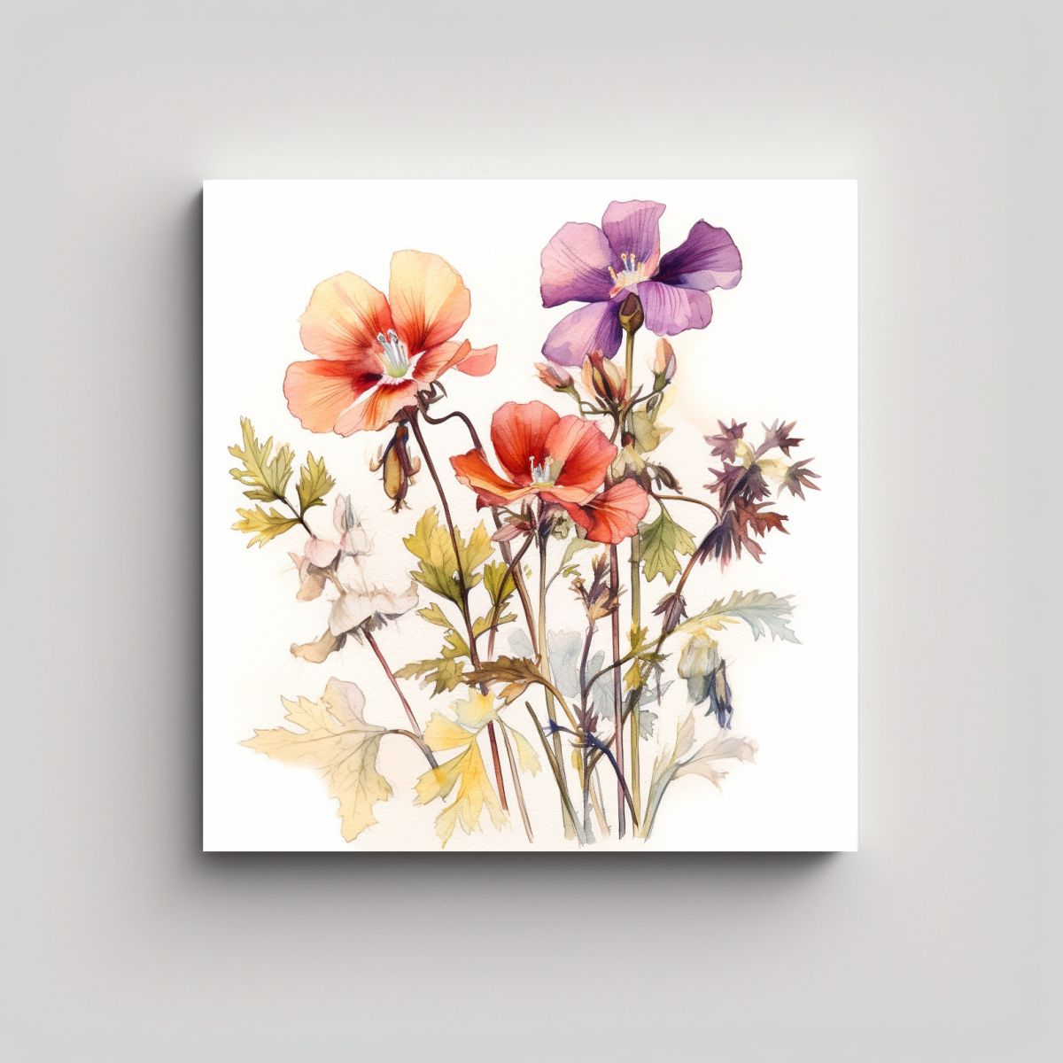 GENERICO - Cuadro Decorativo Abstracción Y Flores 90x90 Cm