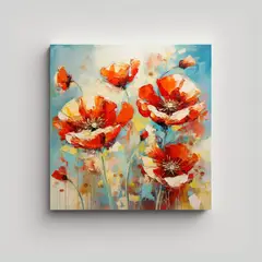 GENERICO - Pintura Abstracta De Amapolas En Estilo De óleo 70x70 Cm.
