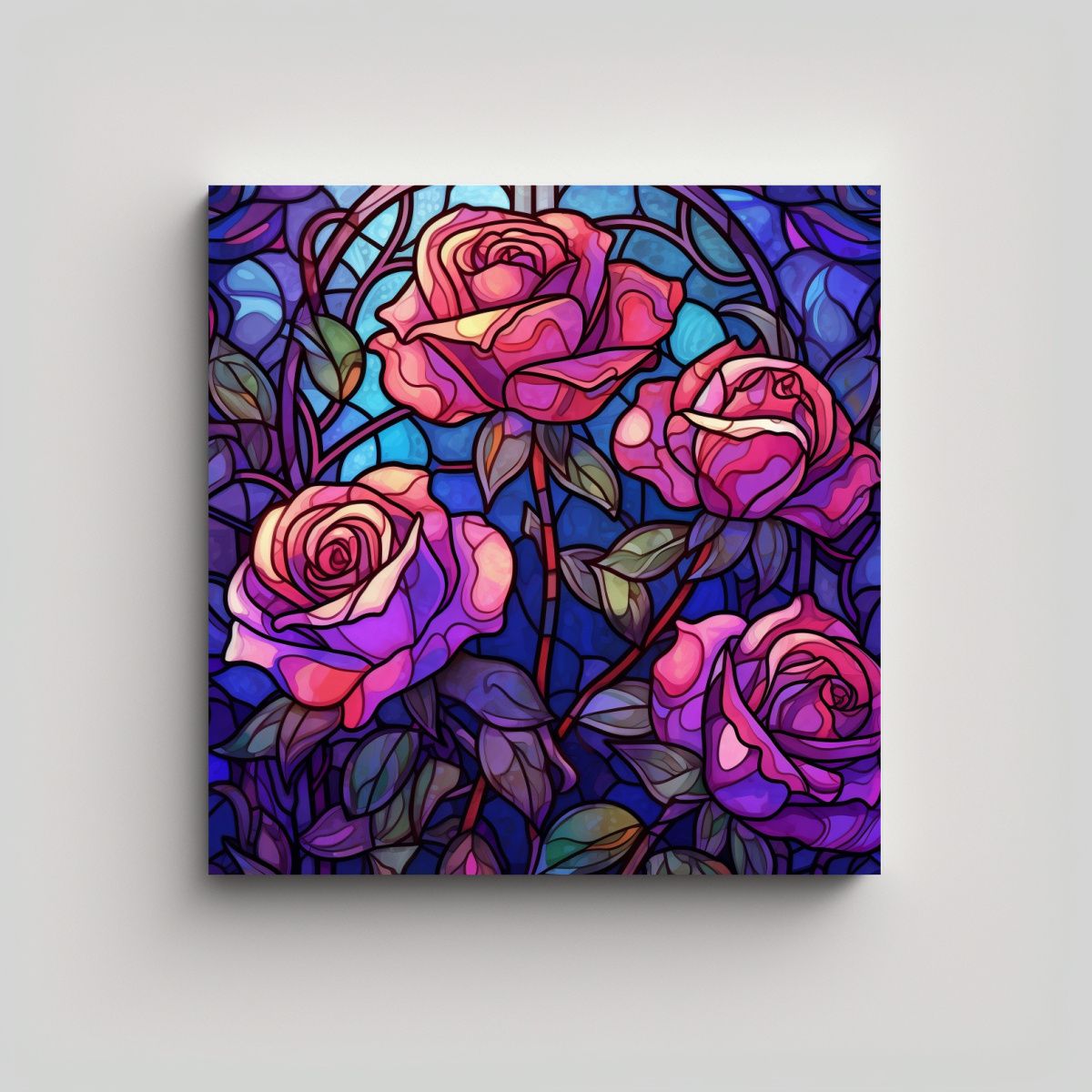 GENERICO - Expresion Intensa Ilustracion Rosas Moradas 70x70 Cm