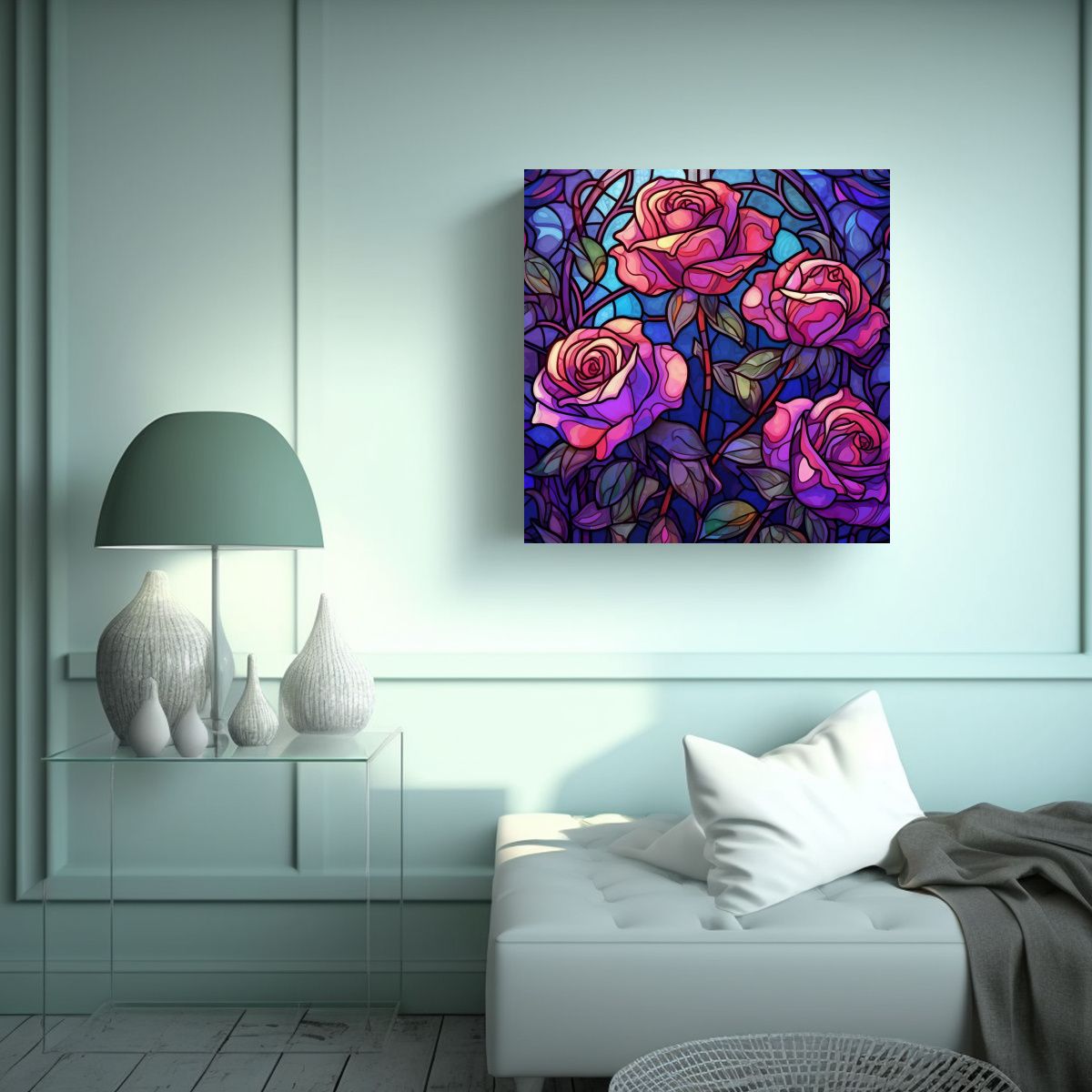 GENERICO - Expresion Intensa Ilustracion Rosas Moradas 70x70 Cm