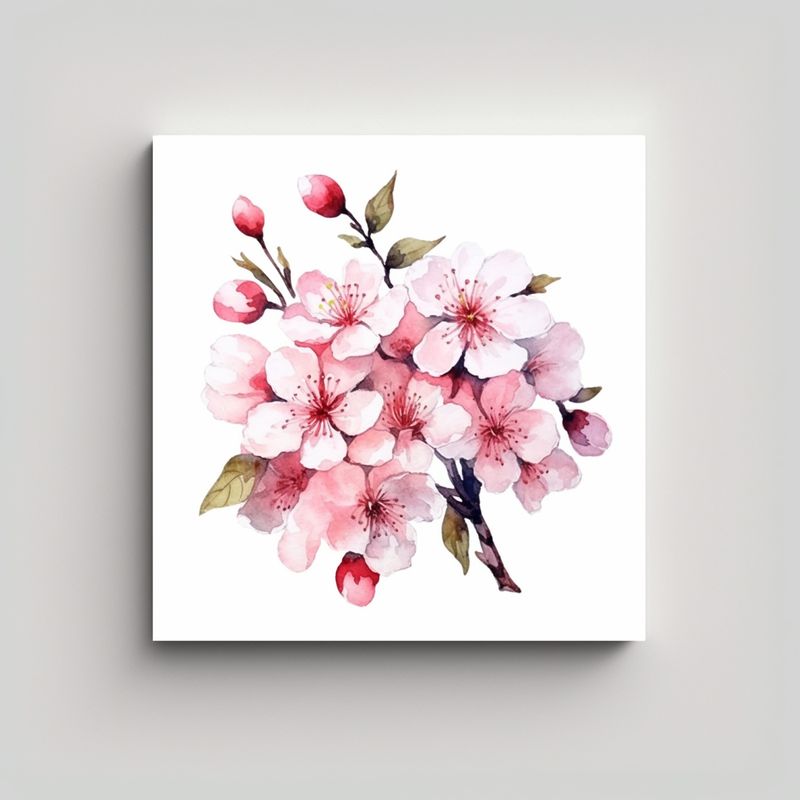 GENERICO - Canva Espacio Con Cerezo En Acuarela Vectorial 70x70 Cm