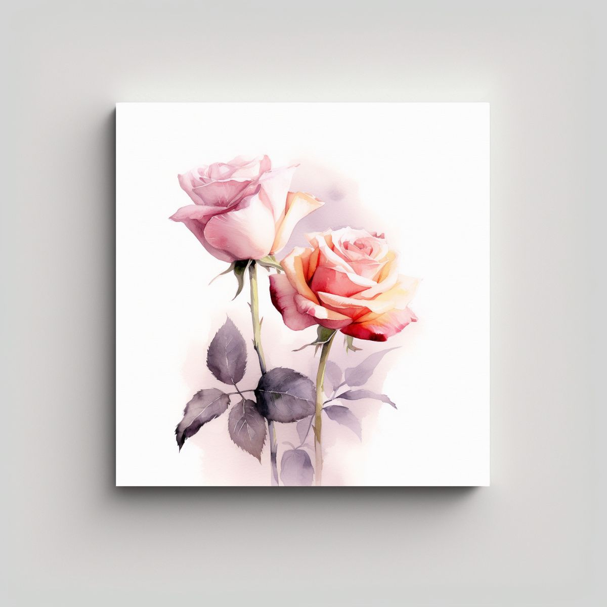 GENERICO - Textura Correia Acuarela Rosas Emergiendo Fondo 70x70 Cm