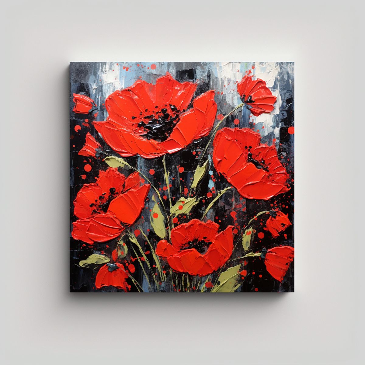 GENERICO - Pintura Floral En Lienzo Cuadrado En Equilibrio 80x80 Cm.