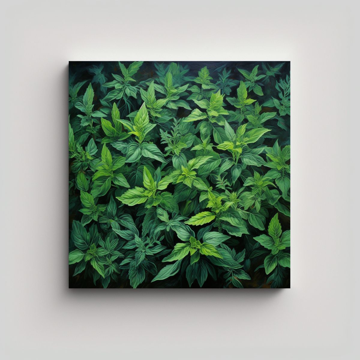 GENERICO - 1 Cuadro Abstracto Con Hierbas De Menta 70x70 Cm