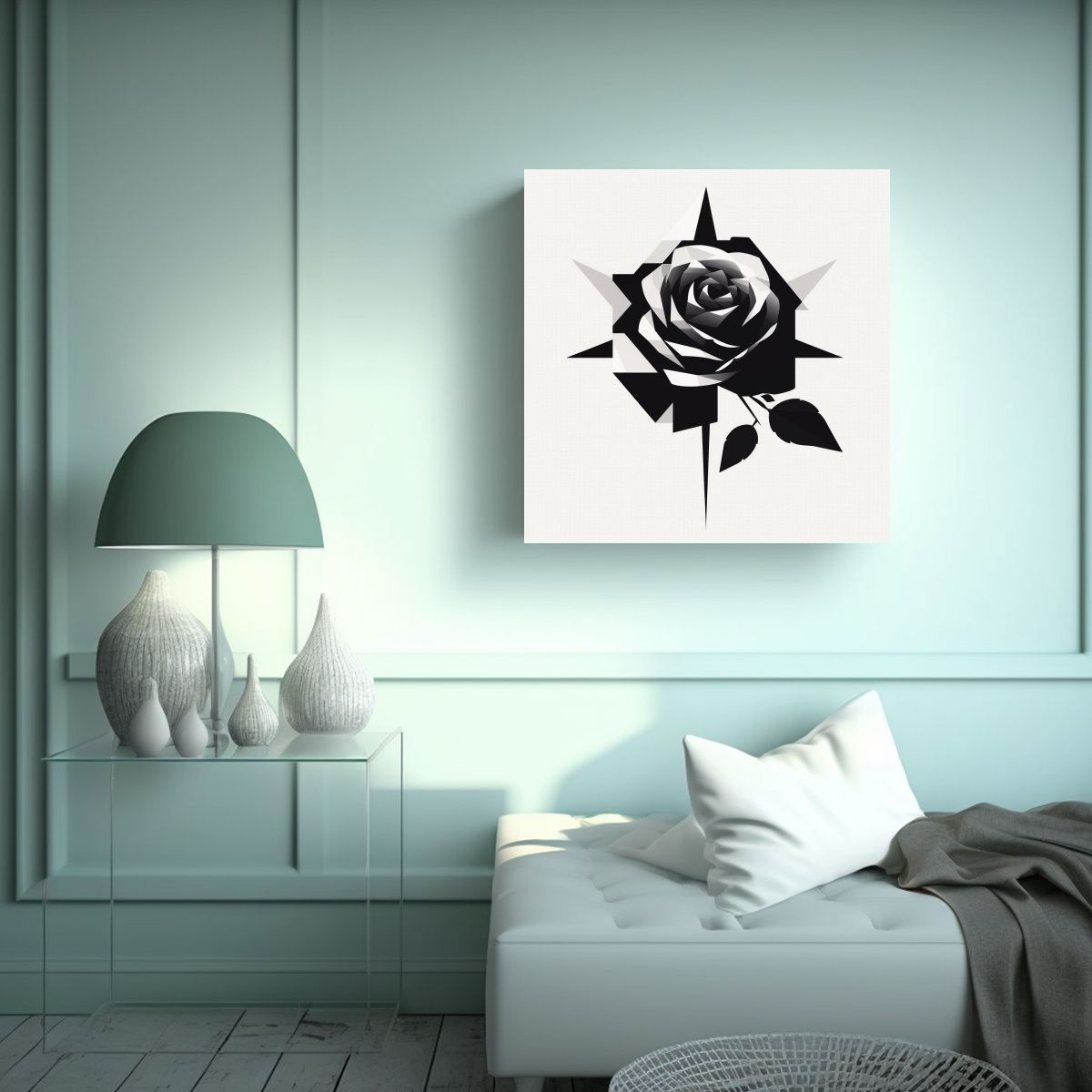 GENERICO - Ilustración Geométrica Minimalista De Rosa En 80x80 Cm