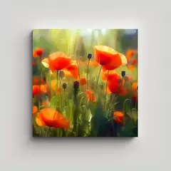 GENERICO - Cuadros Decorativos De Flores Y Amapolas En 90x90 Cm