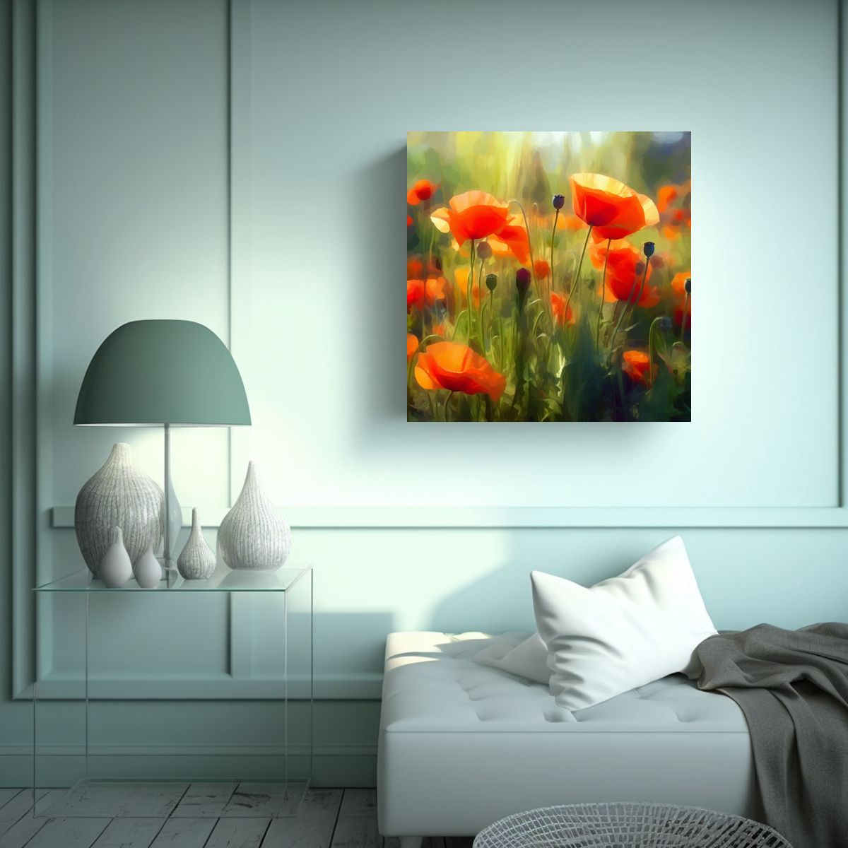 GENERICO - Cuadros Decorativos De Flores Y Amapolas En 90x90 Cm