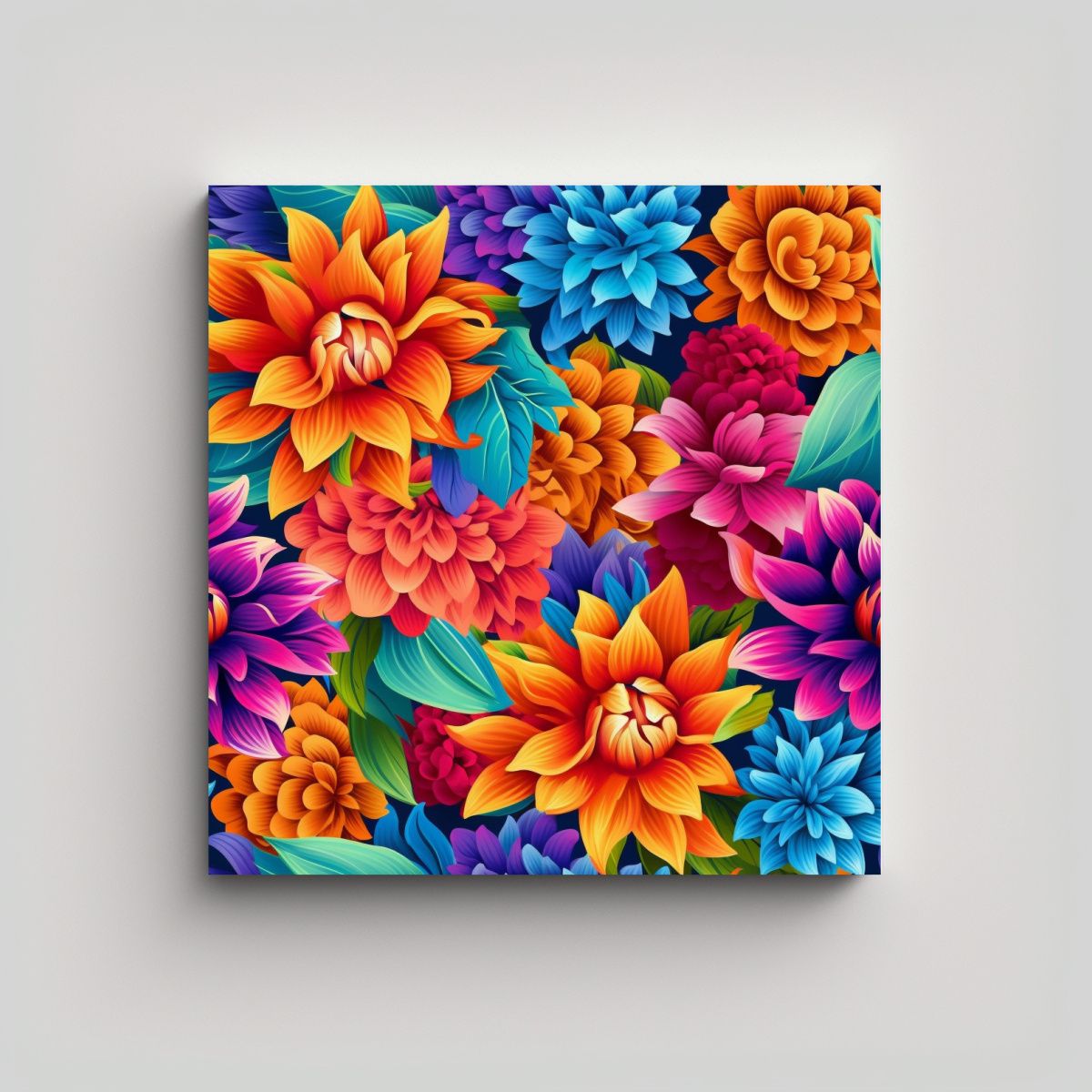 GENERICO - Cuadro Decorativo Moderno Lienzo De Flores 90x90 Cm.