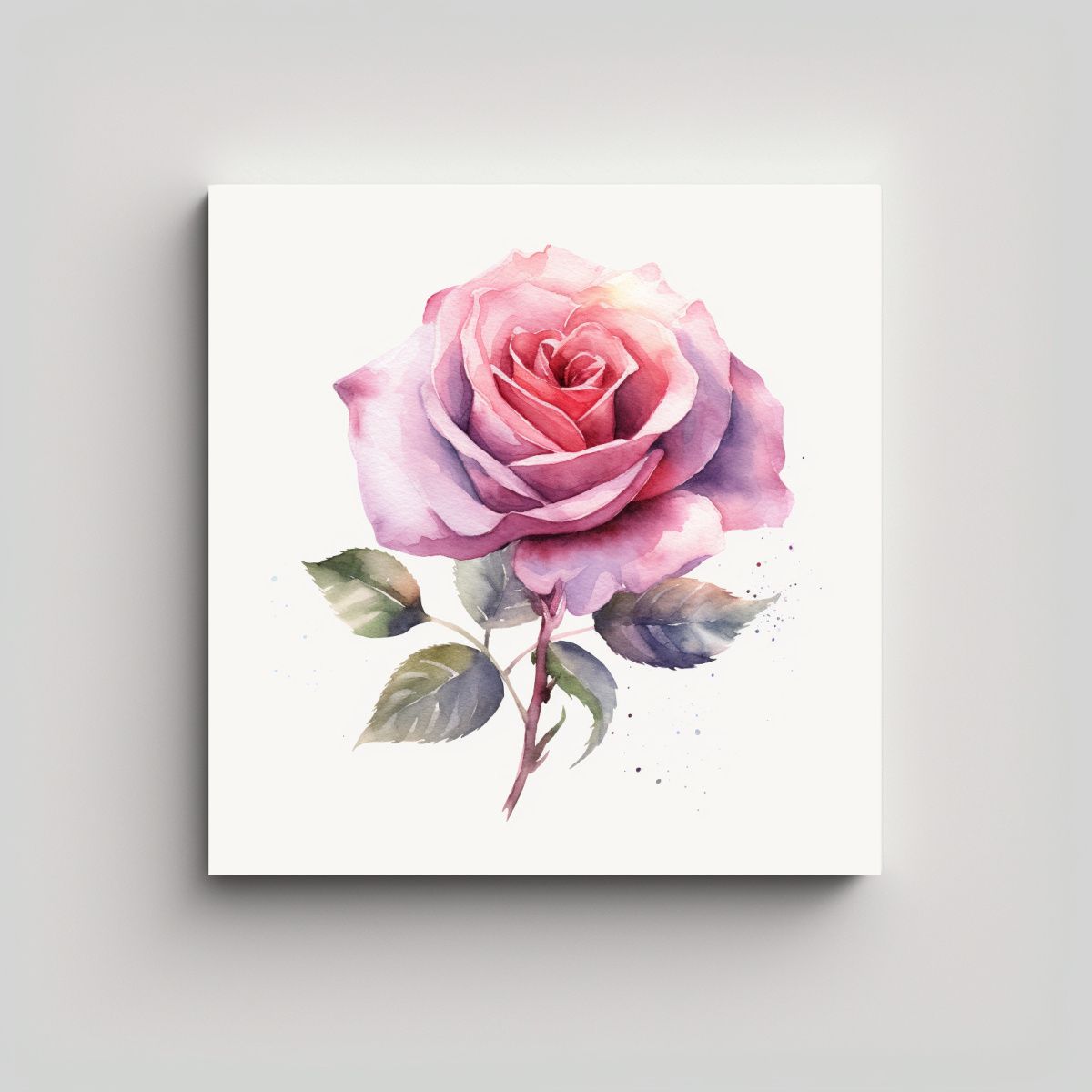 GENERICO - Rosa Acuarela En Lienzo De Alta Calidad 8K - 90x90 Cm