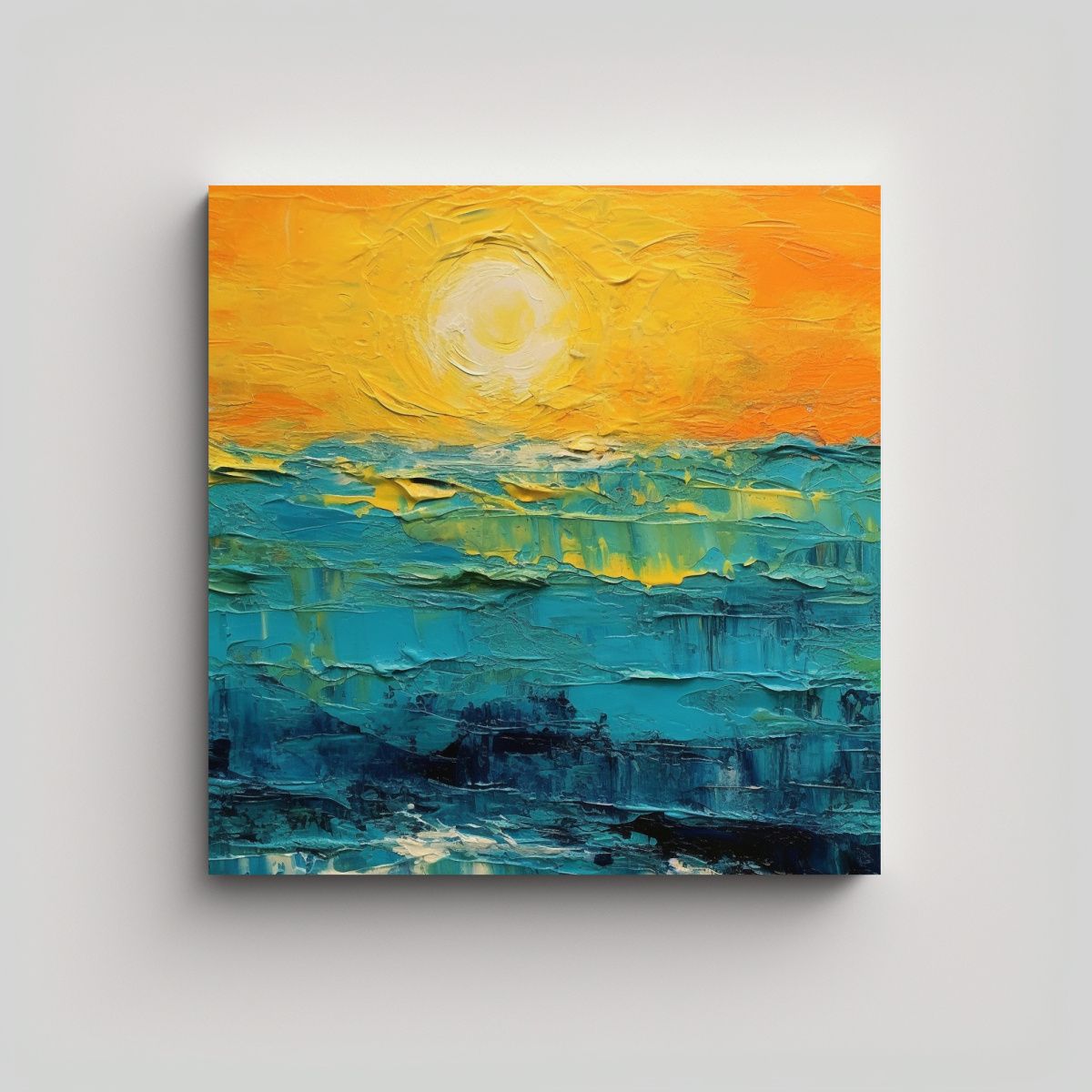 GENERICO - Pintura Abstracta De Paisaje Marino En Tres 80x80 Cm