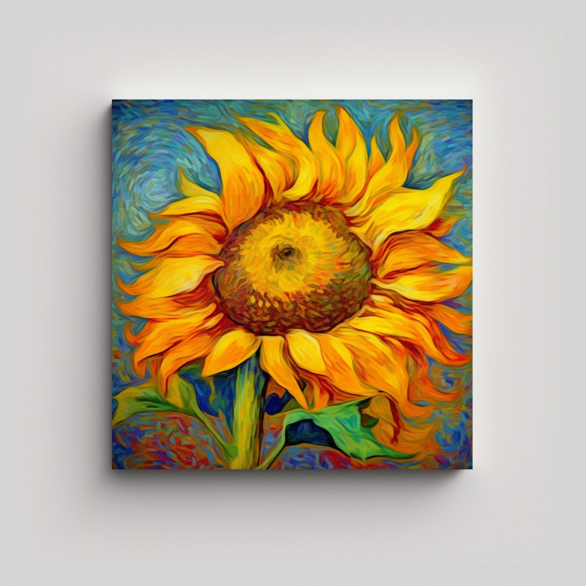 GENERICO - Cuadro Acuarela Estilo Vincent Van Gogh Girasoles 80x80 Cm