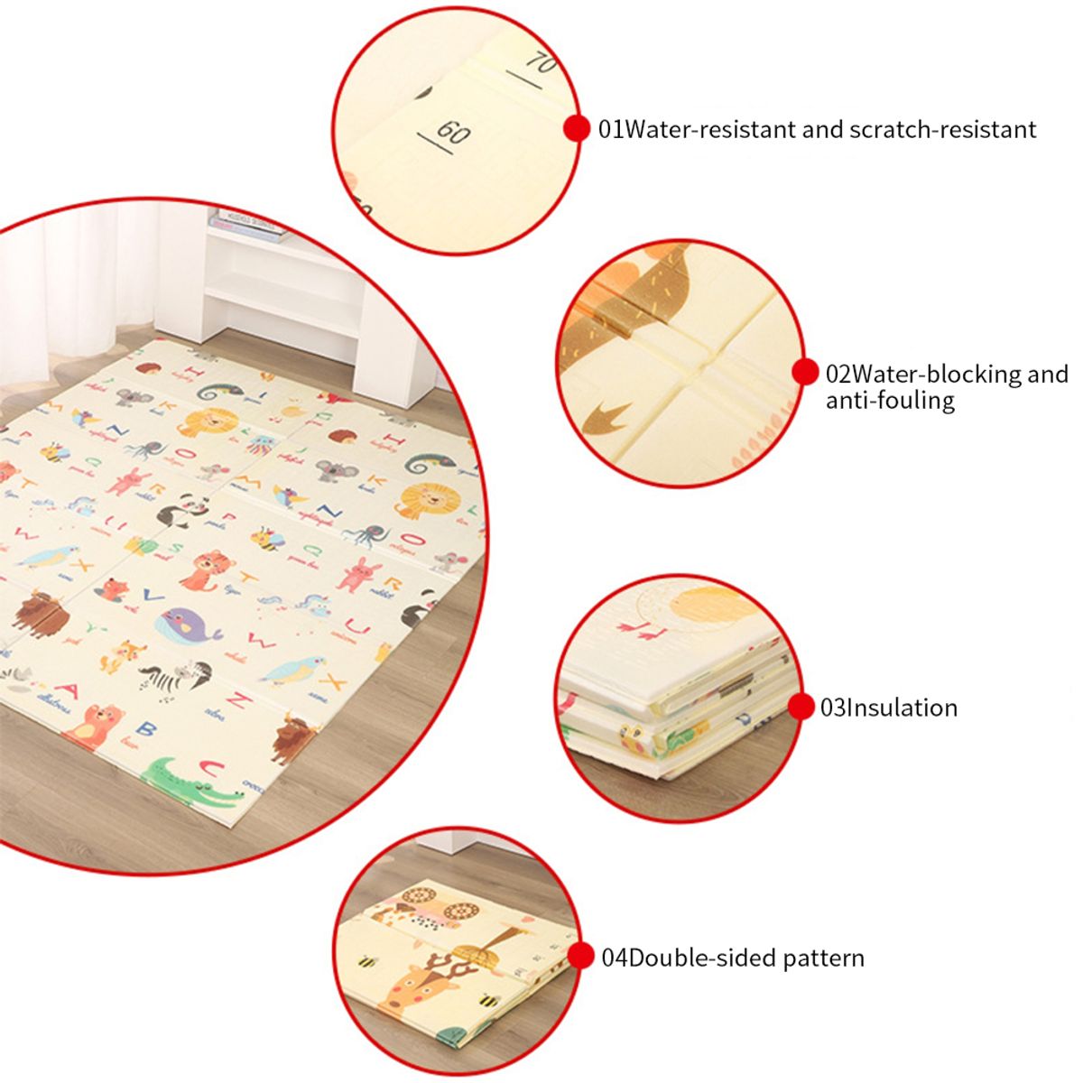 KINDA NICE - Alfombra Antigolpes Para Niños Bebes Plegable Doble Cara