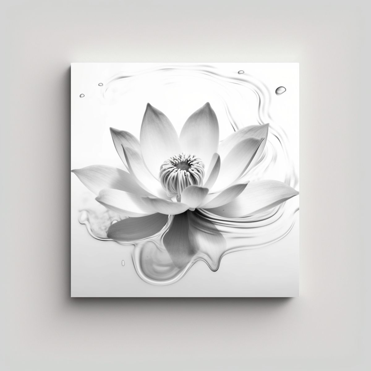 GENERICO - Arte Transparente De Loto Blanco En Bastidor De 70x70 Cm.
