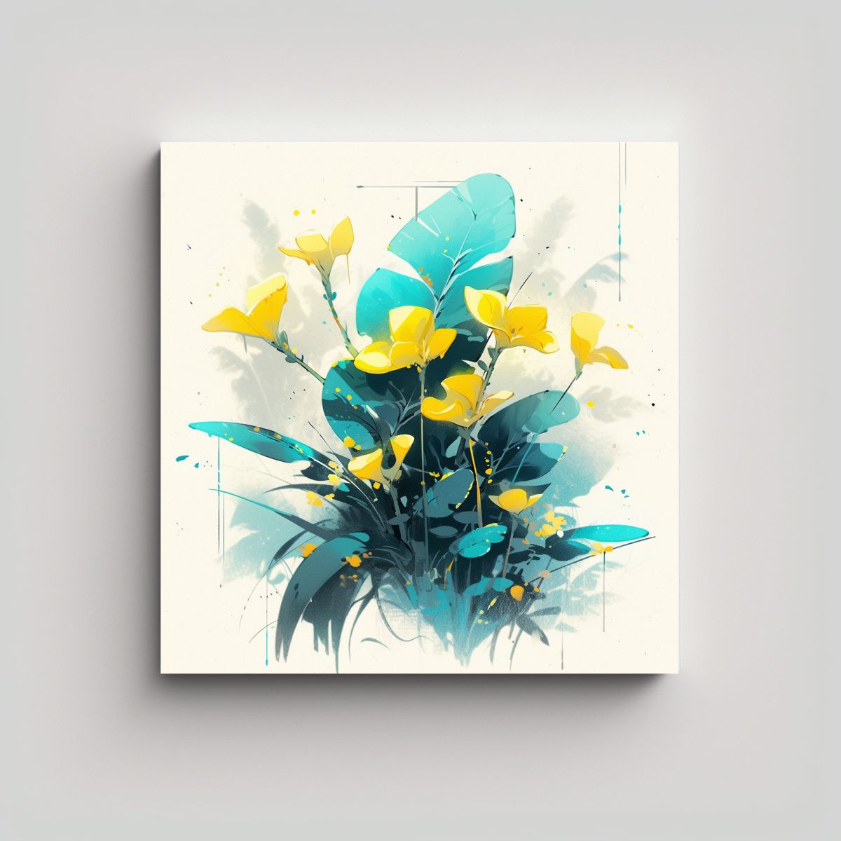 GENERICO - Cuadro Decorativo Lienzo Vanguardista Amarillo Y 80x80 Cm