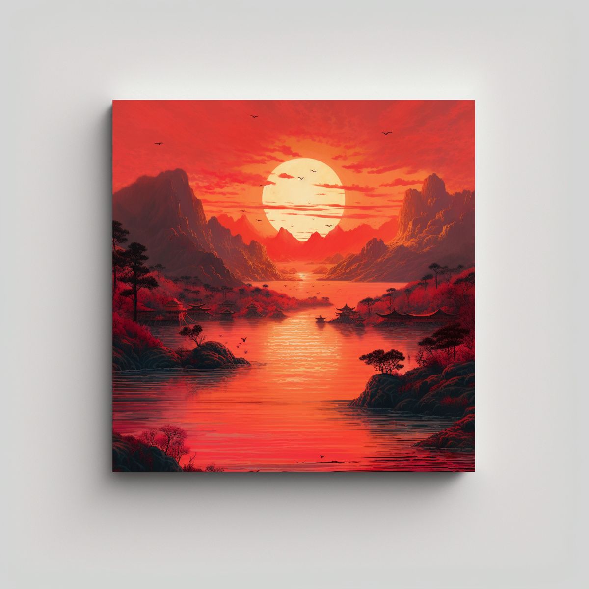 GENERICO - Pinturas De Decoración Intensa El Sol Rojo 80x80 Cm