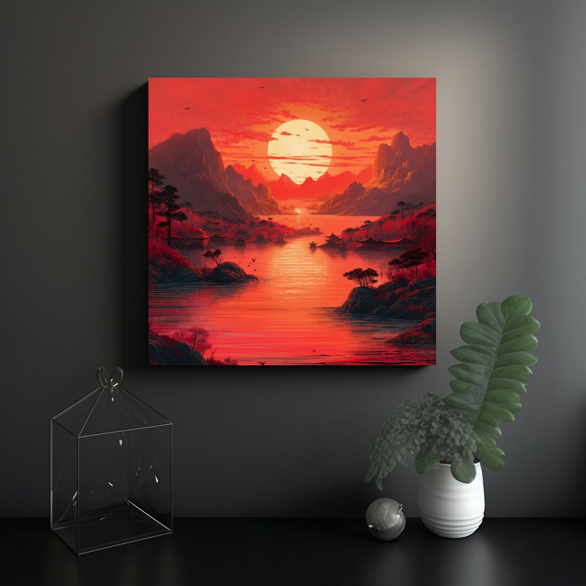 GENERICO - Pinturas De Decoración Intensa El Sol Rojo 80x80 Cm