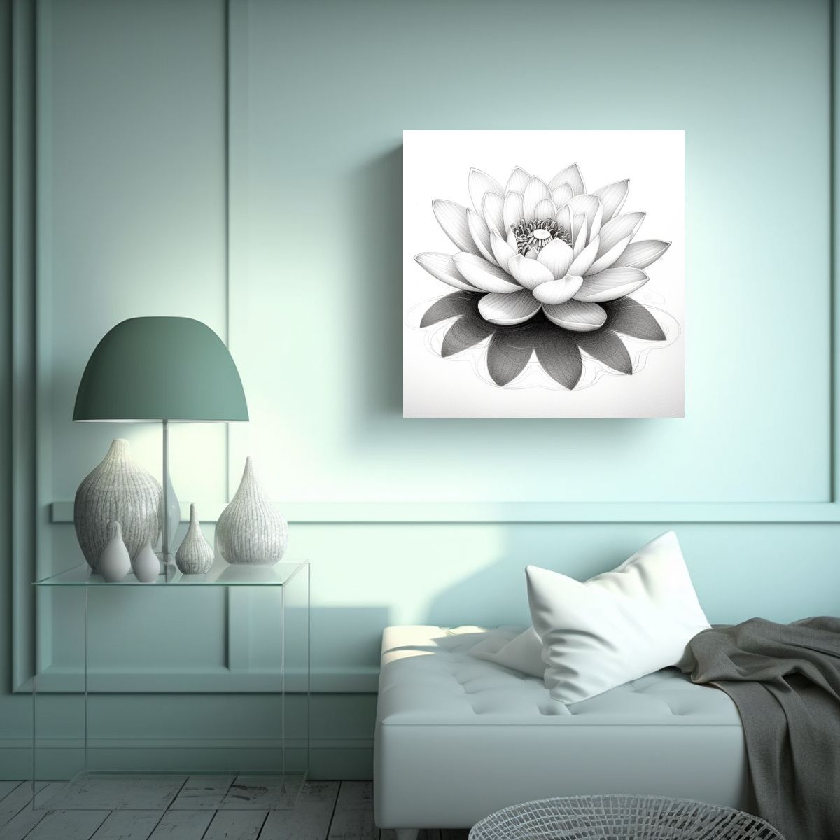 GENERICO - Contraste De Arte Conceptual Con Flor De Loto Sin 70x70 Cm