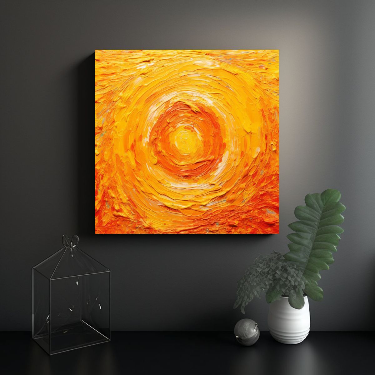 GENERICO - Cuadro Decorativo Círculo Amarillo Brillante 70x70 Cm