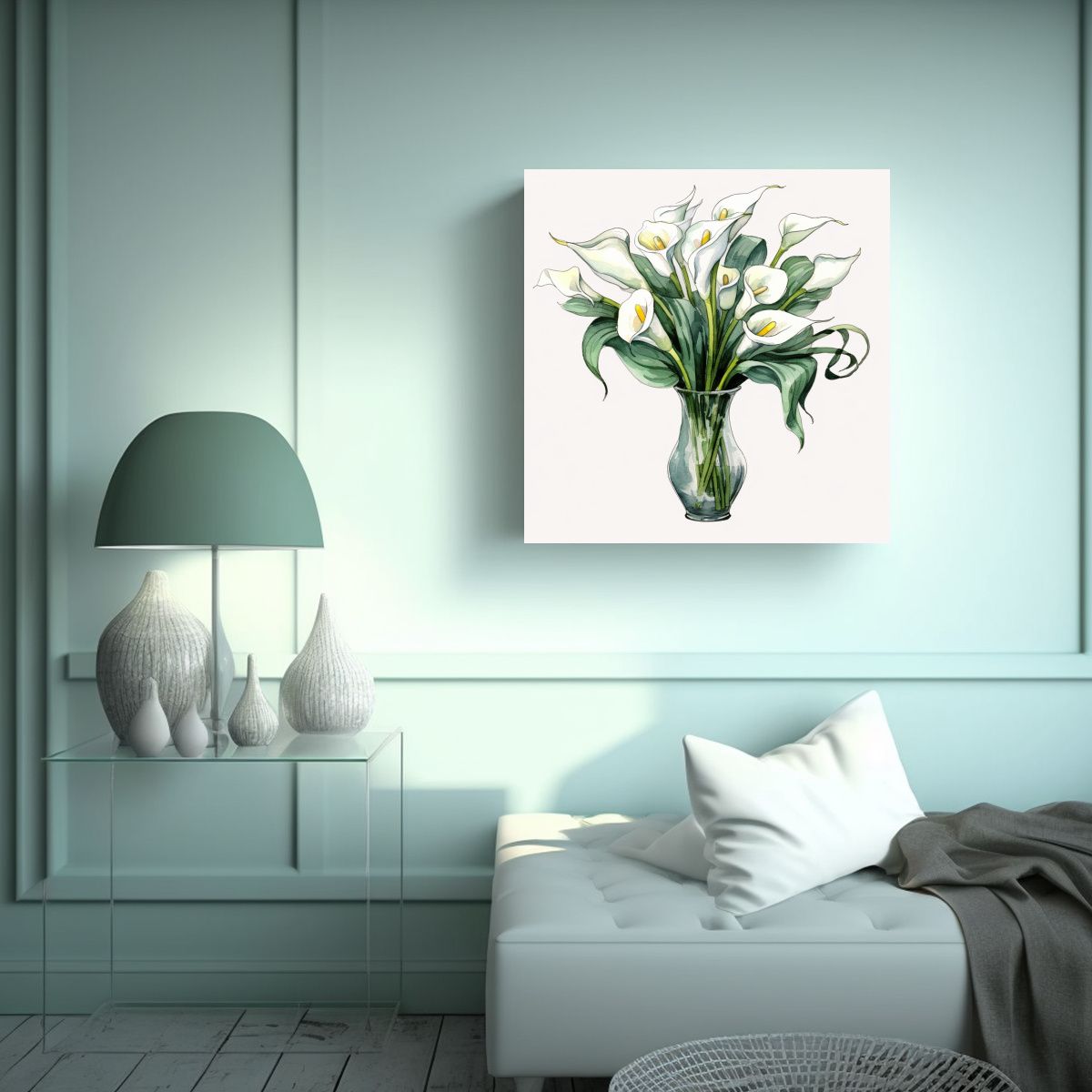 GENERICO - Cuadros Decorativos De Lirios Calla Y Arte 80x80 Cm