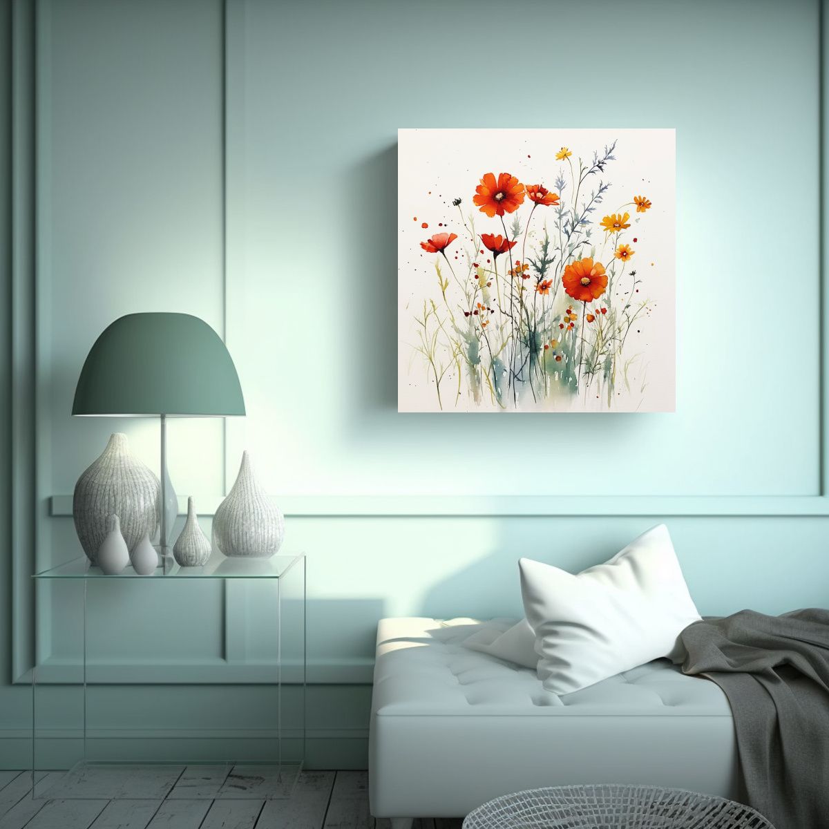 GENERICO - Cuadro Decorativo Tela En Bastidor Flores 90x90 Cm