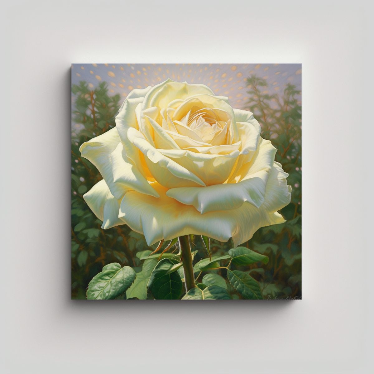 GENERICO - Rosa Blanca En Óleo Composición Inspiradora Y 70x70 Cm