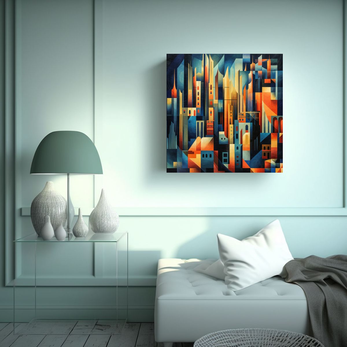 GENERICO - Pinturas Decorativas De La Ciudad Geométrica De 70x70 Cm