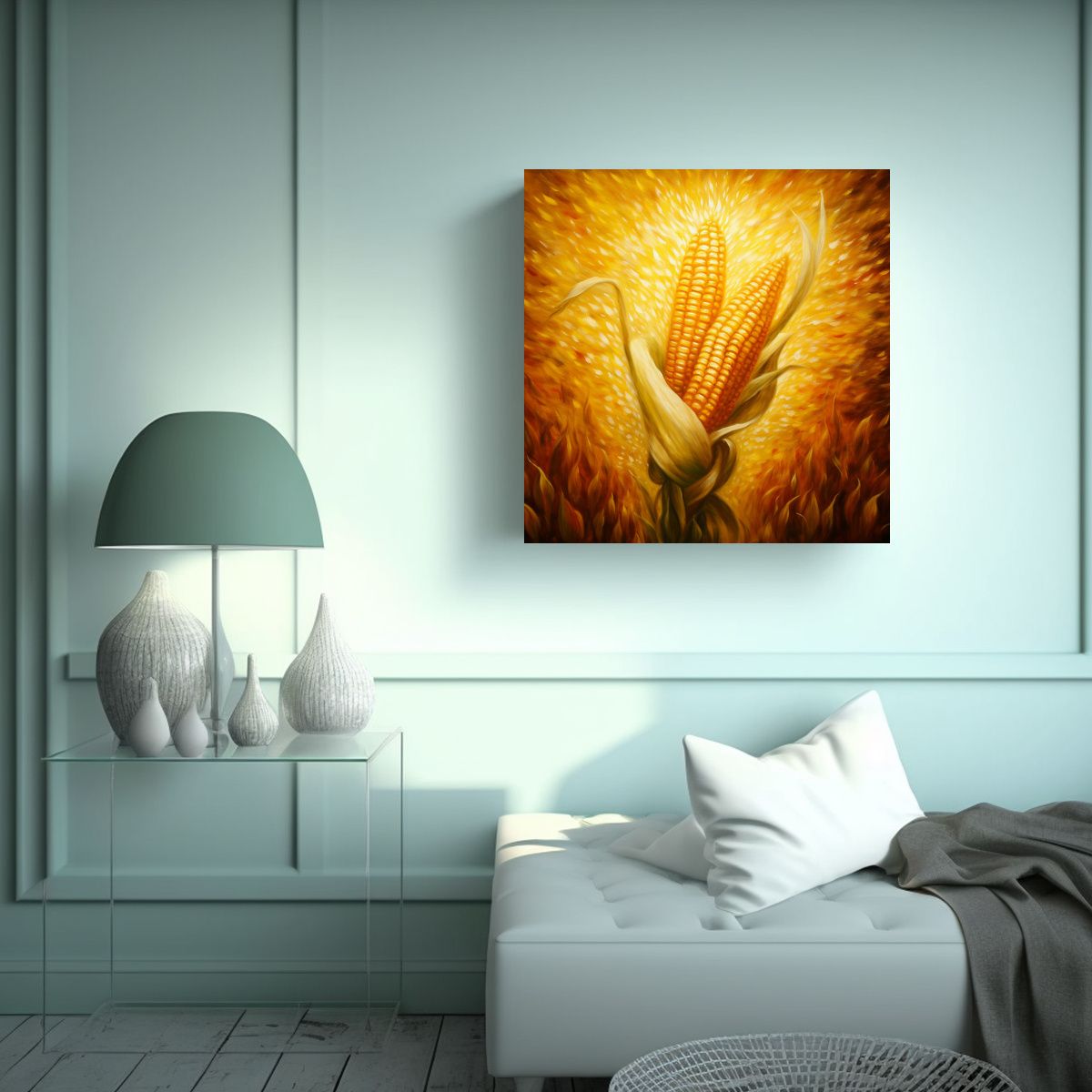 GENERICO - Pintura Abstracta De Granos De Maíz En Estilo 80x80 Cm