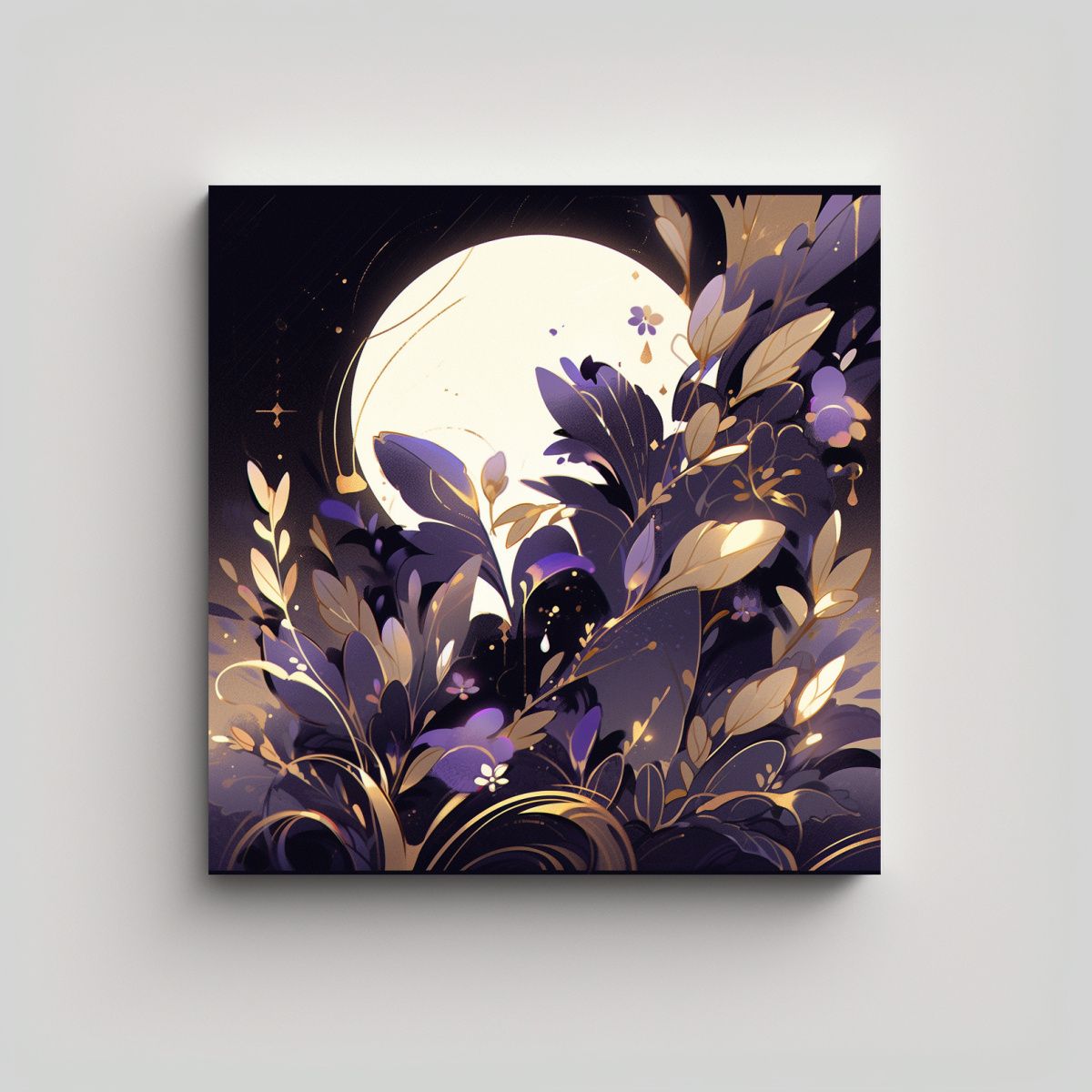 GENERICO - Cuadro Equilibrio Púrpura Y Dorado En Estilo 70x70 Cm.